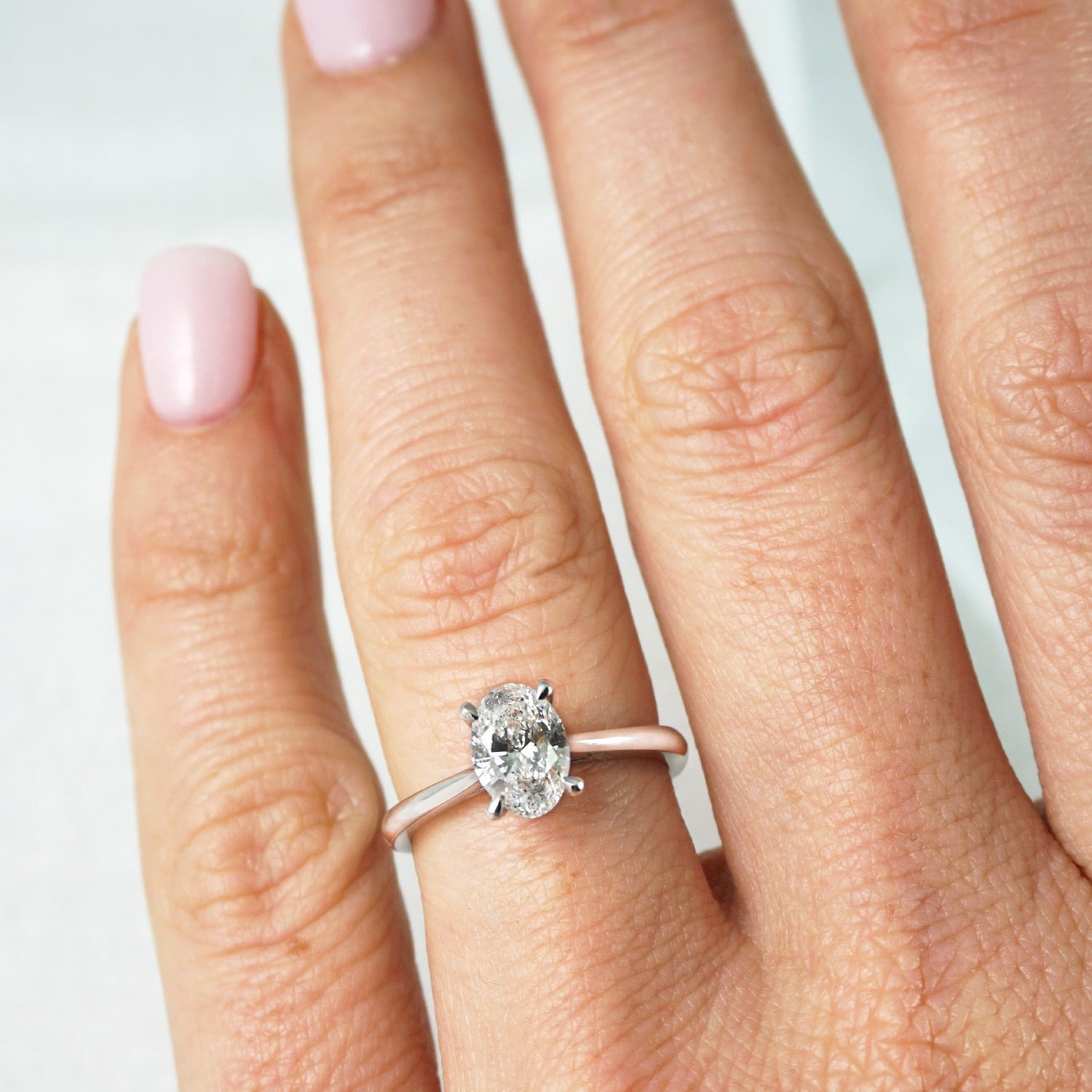 1.0 Carats Lab Grown Diamond Oval Shape E-VS1 Solitaire Engagement Ring - Camila Brown