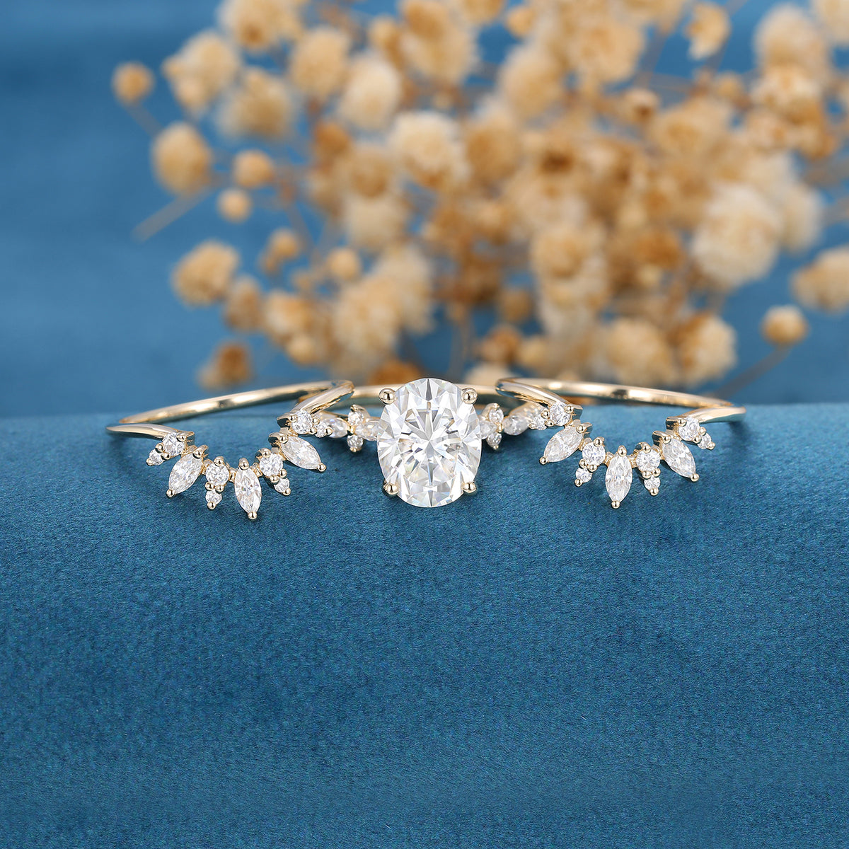 2.72 CT Oval Shaped Moissanite Pave Setting Bridal Set - Camila Brown