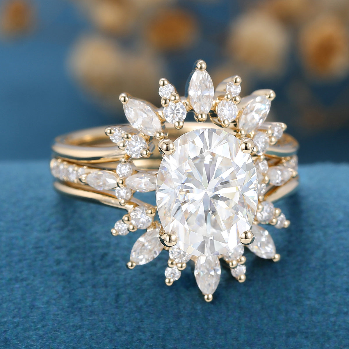 2.72 CT Oval Shaped Moissanite Pave Setting Bridal Set - Camila Brown