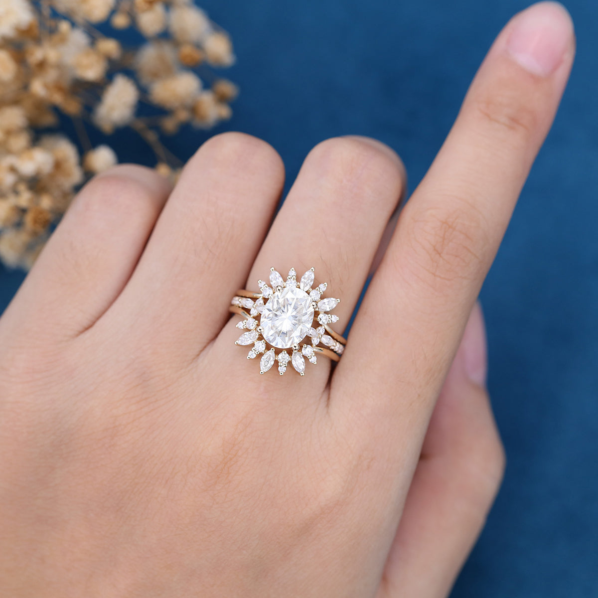 2.72 CT Oval Shaped Moissanite Pave Setting Bridal Set - Camila Brown