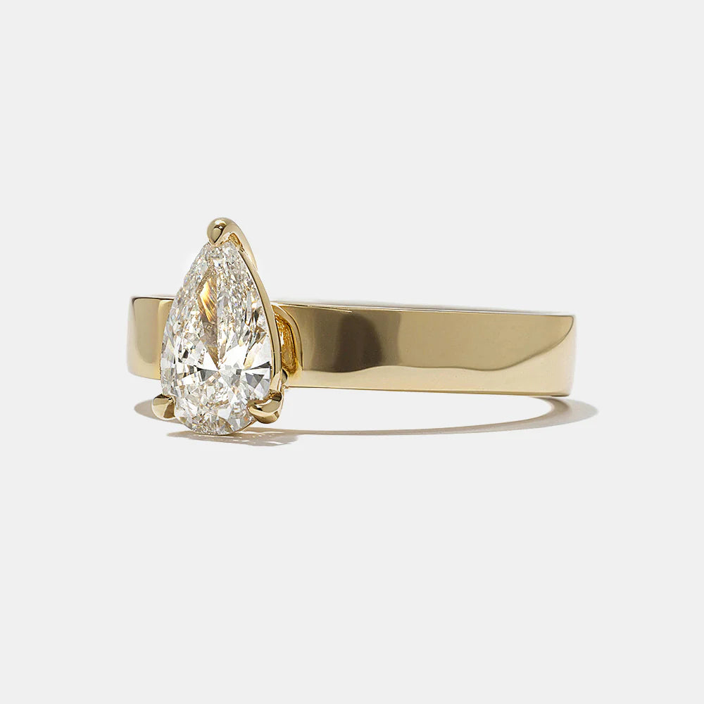 0.75 -2.50 CT Pear CVD Diamond Solitaire Engagement Ring