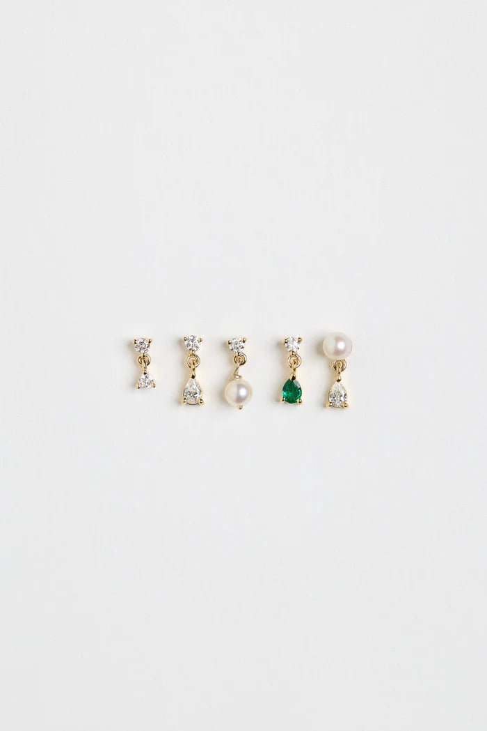 0.10 TCW Mini Round Cut Moissanite Duo Diamond Earrings