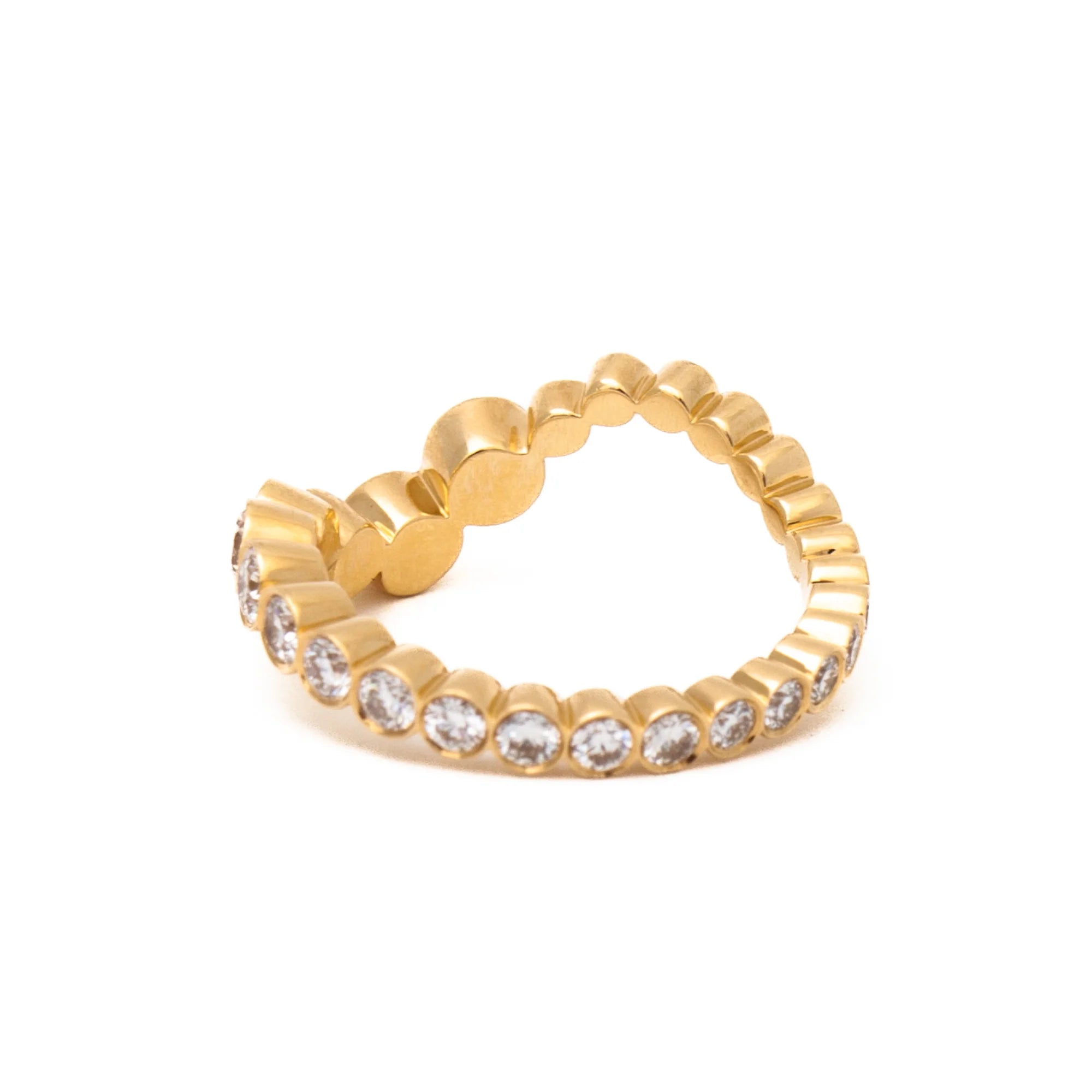 1.42 TCW Round CVD Diamond Bezel Ocean Wedding Band
