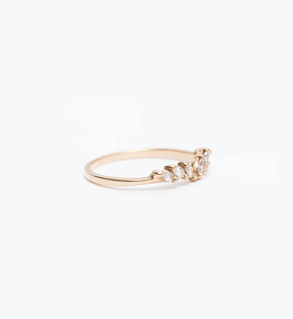 0.21 TCW Marquise CVD Diamond Curved Wedding Band