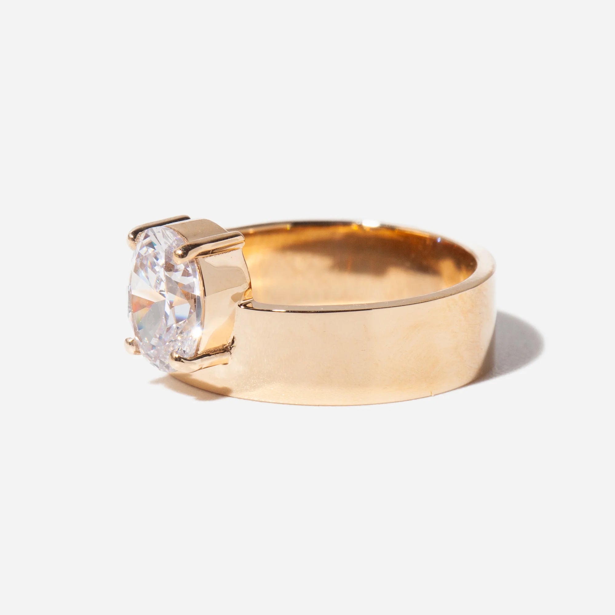 1.0 -3.0 CT Oval CVD Diamond Bezel Solitaire Engagement Ring