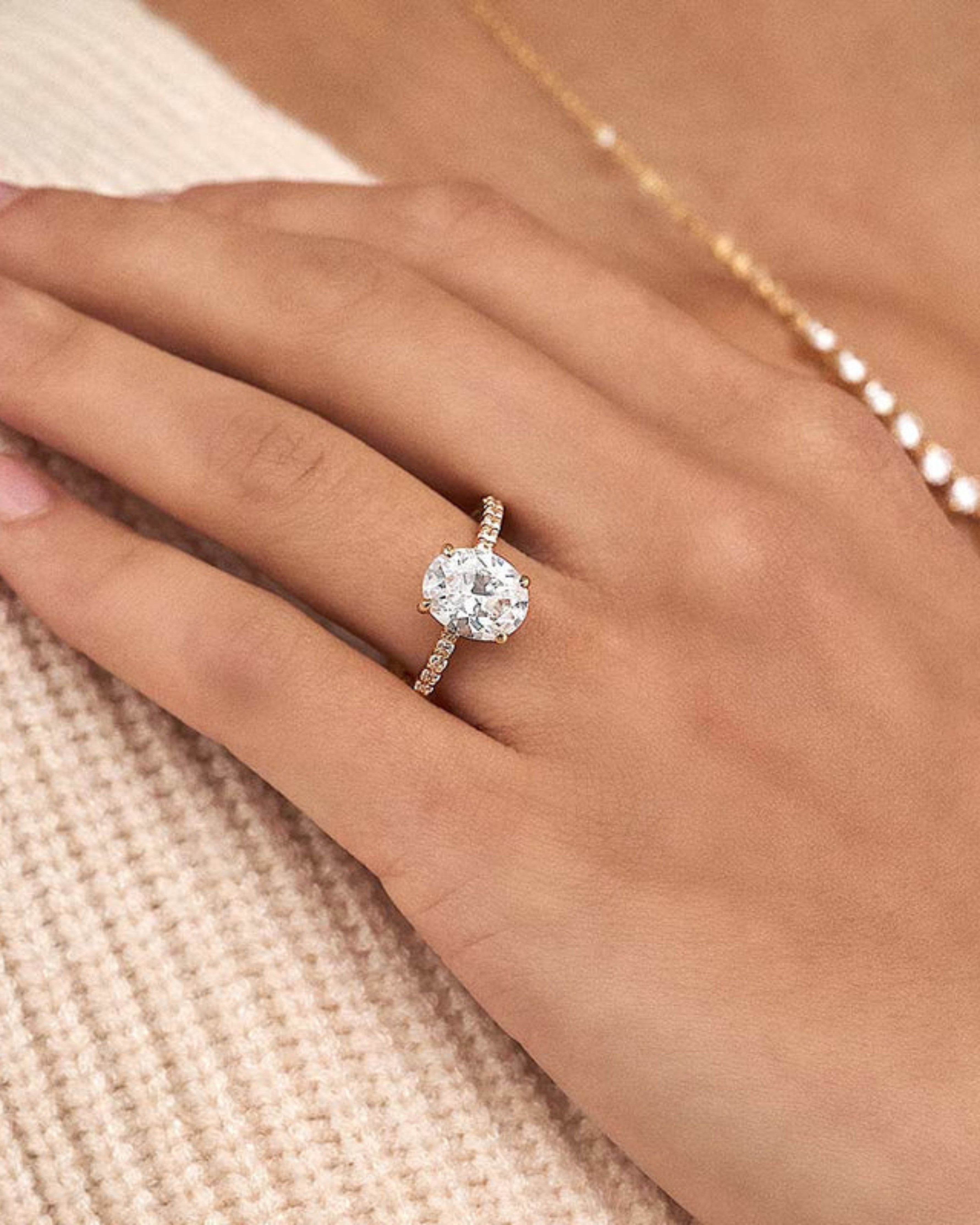1.50 - 3.50 CT Oval Cut F/VS1 CVD Diamond Pave Setting Engagement Ring - Camila Brown