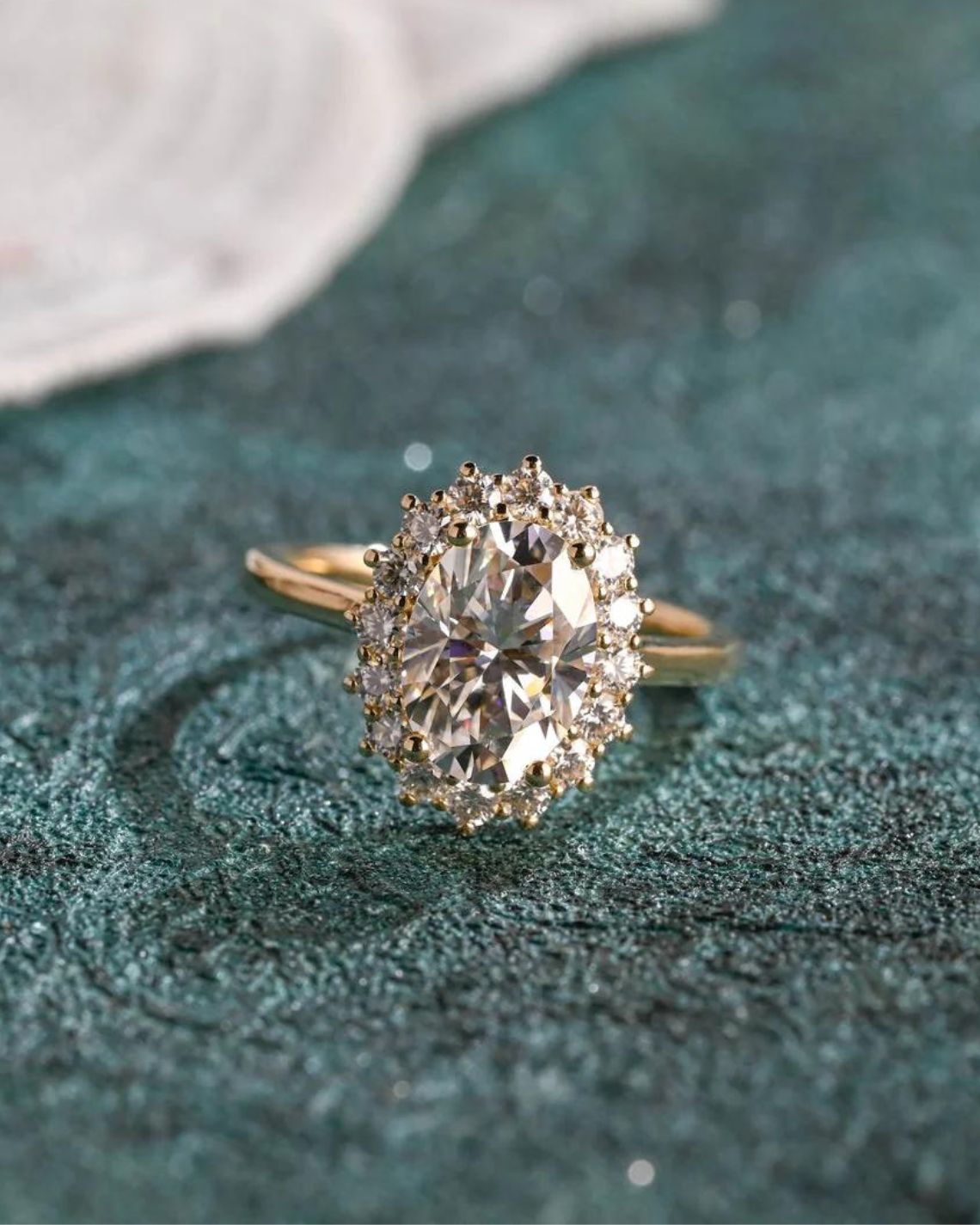 1.0-3.0 CT Oval F/VS1 CVD Diamond Halo Cathedral Setting Engagement Ring - Camila Brown