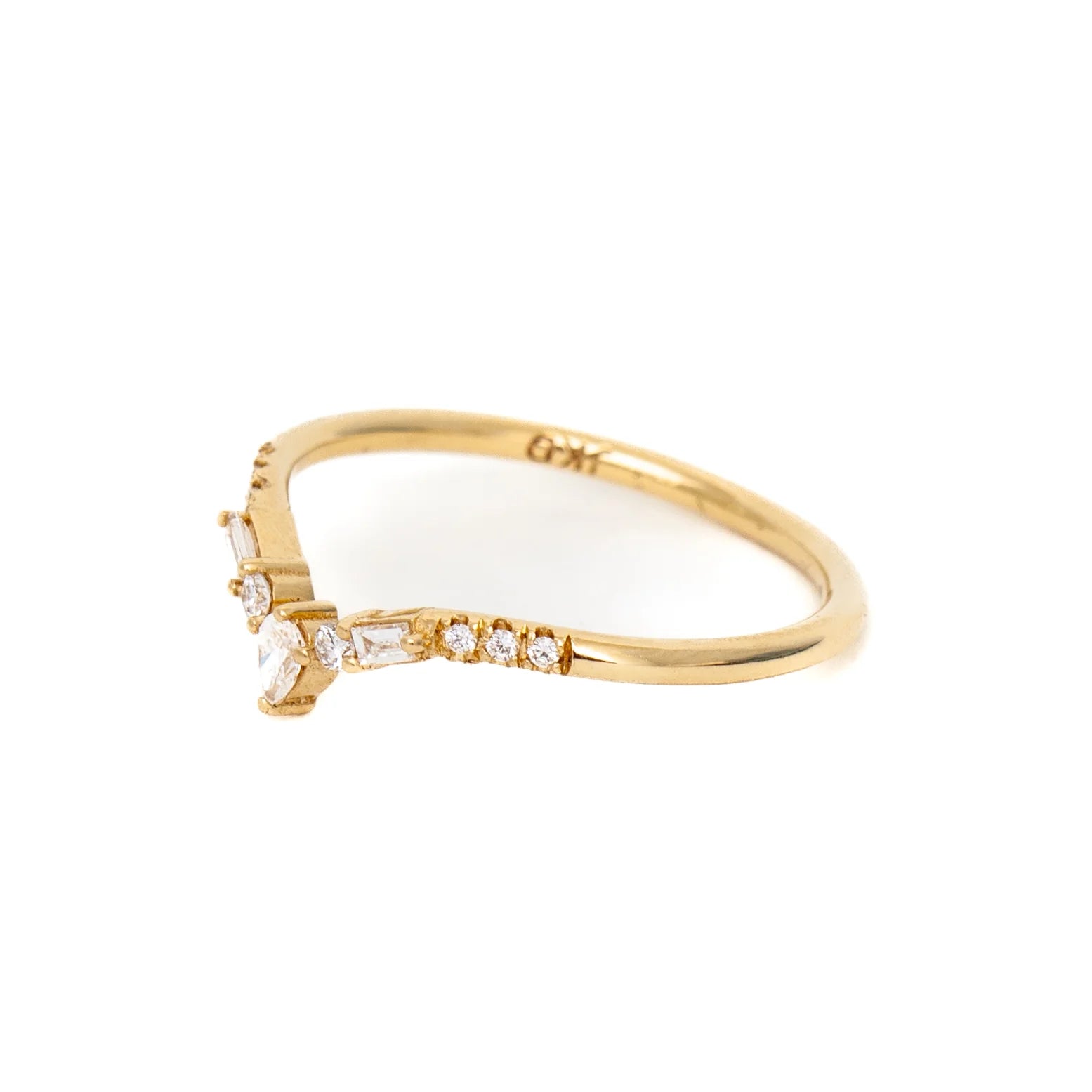 0.40 TCW Round, Pear & Baguette CVD Diamond Curved Wedding Band