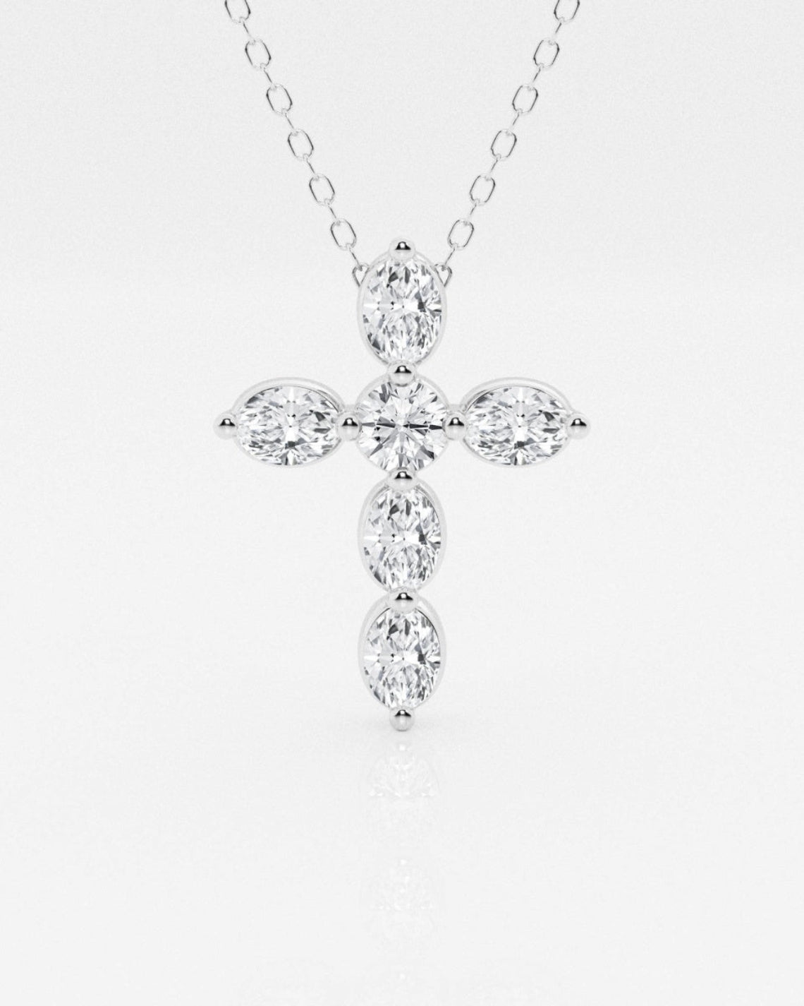 1.0 TCW Round & Oval Moissanite Diamond Cross Necklace - Camila Brown