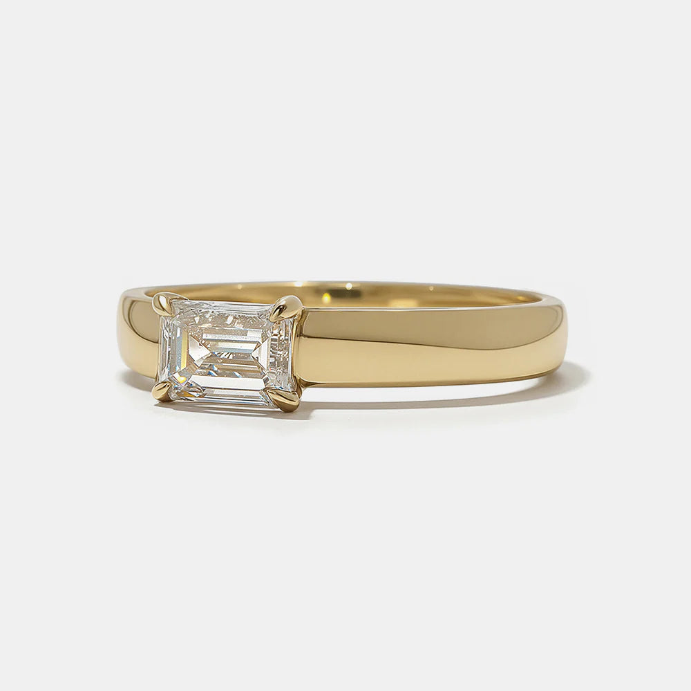 0.75 -2.50 CT Emerald CVD Diamond Solitaire Engagement Ring