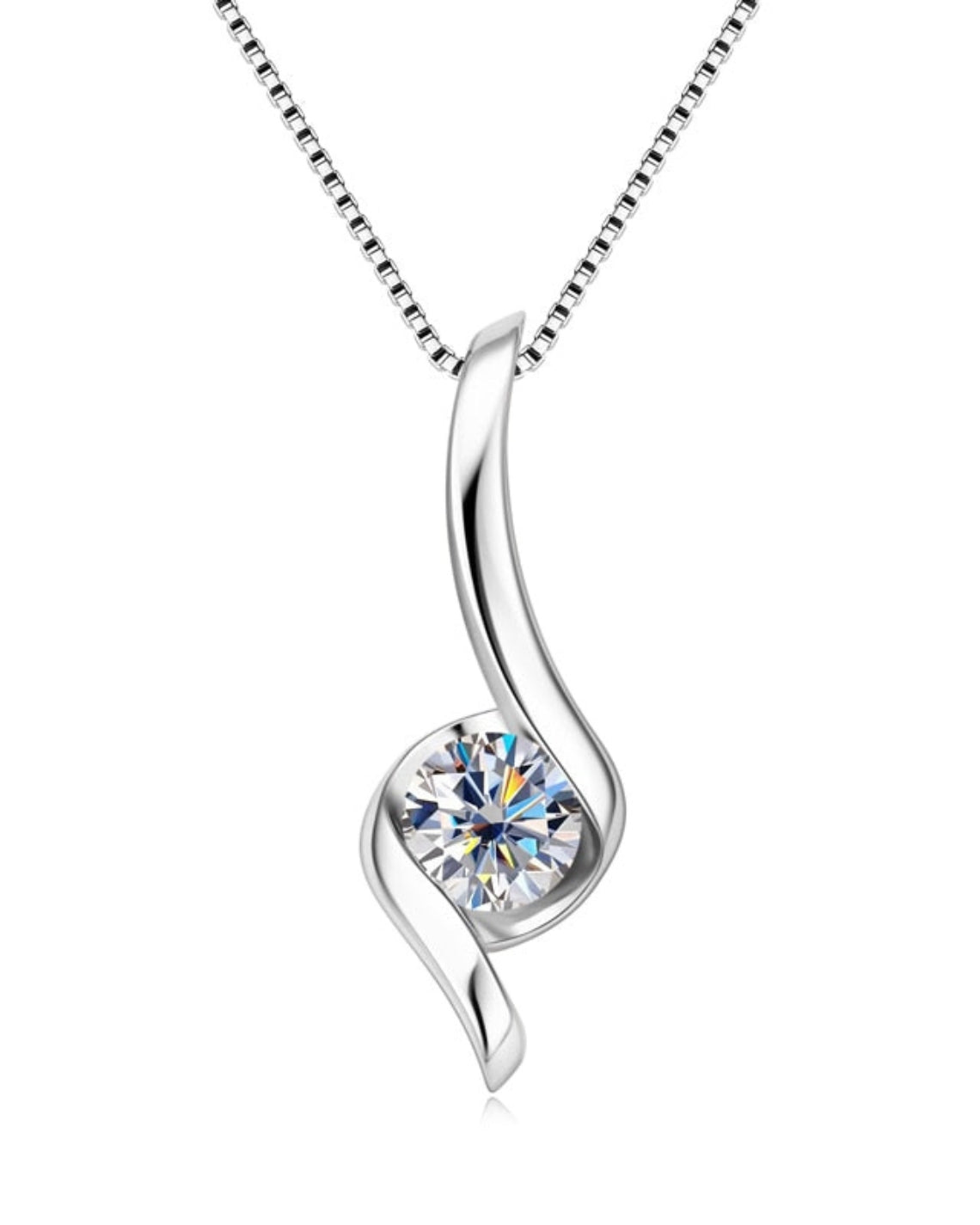 1.0 CT Round Moissanite Diamond Solitaire Necklace - Camila Brown