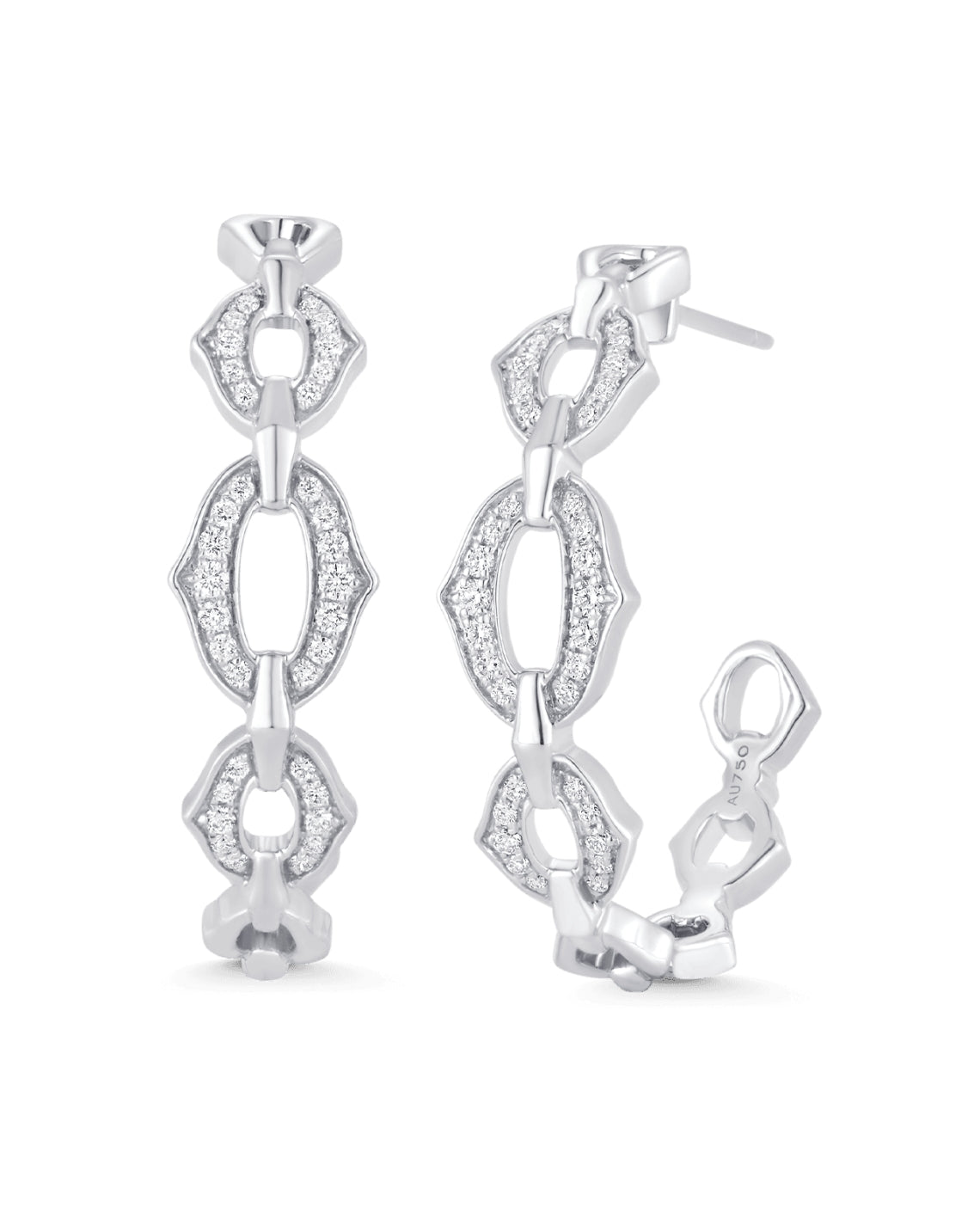 0.38 TCW Round Moissanite Diamond Chain Link Hoop Earrings - Camila Brown