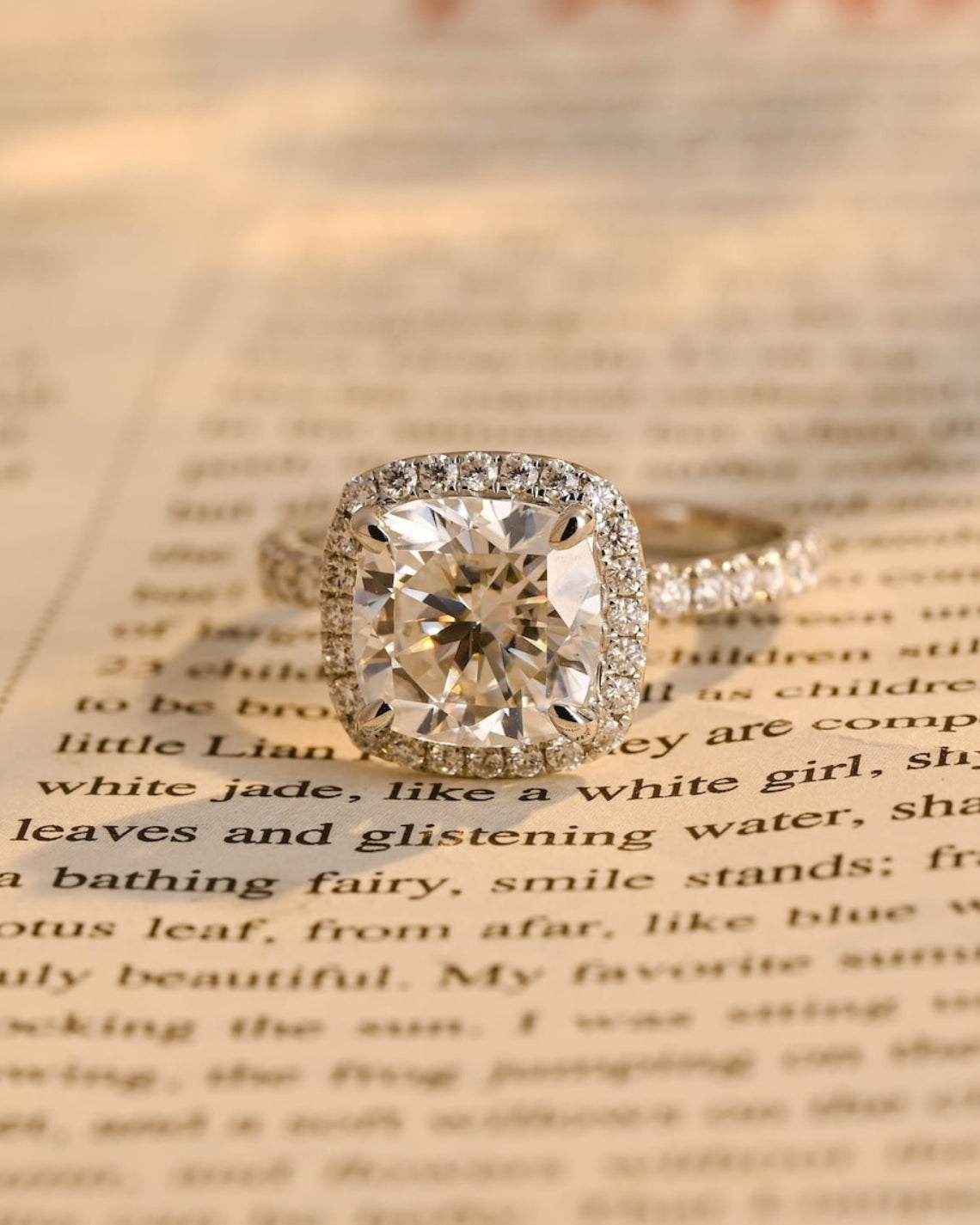 1.50 - 3.50 CT Cushion F/VS1 CVD Diamond Halo Pave setting Engagement Ring - Camila Brown