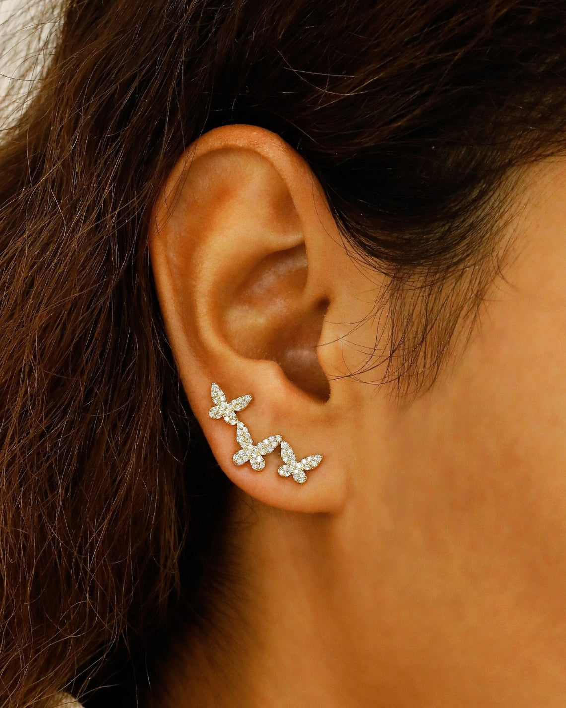 0.56 TCW Round Moissanite Diamond Ear Crawlers Earrings - Camila Brown