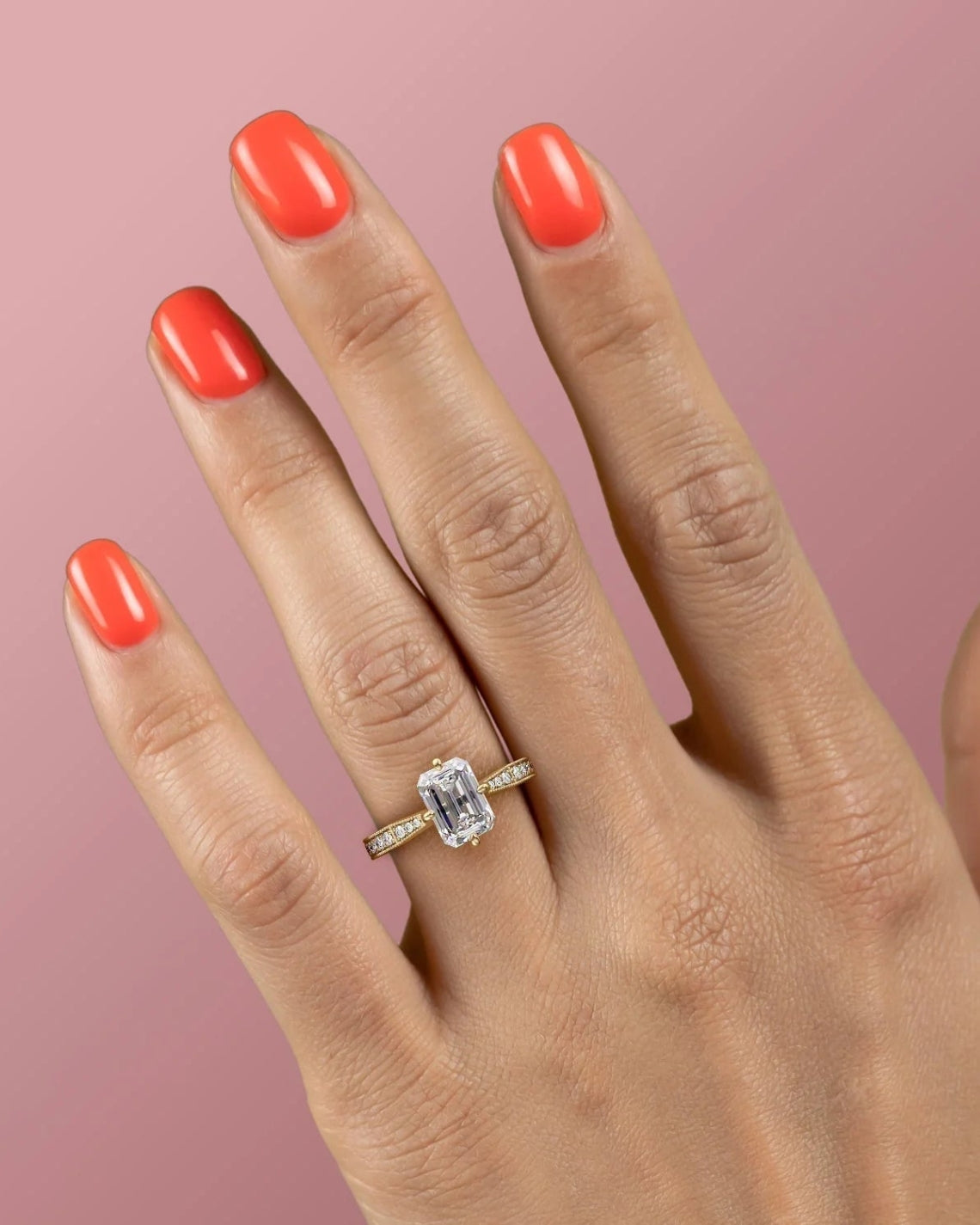 1.0 - 3.0 CT Emerald Cut Lab Grown Diamond vintage Engagement Ring