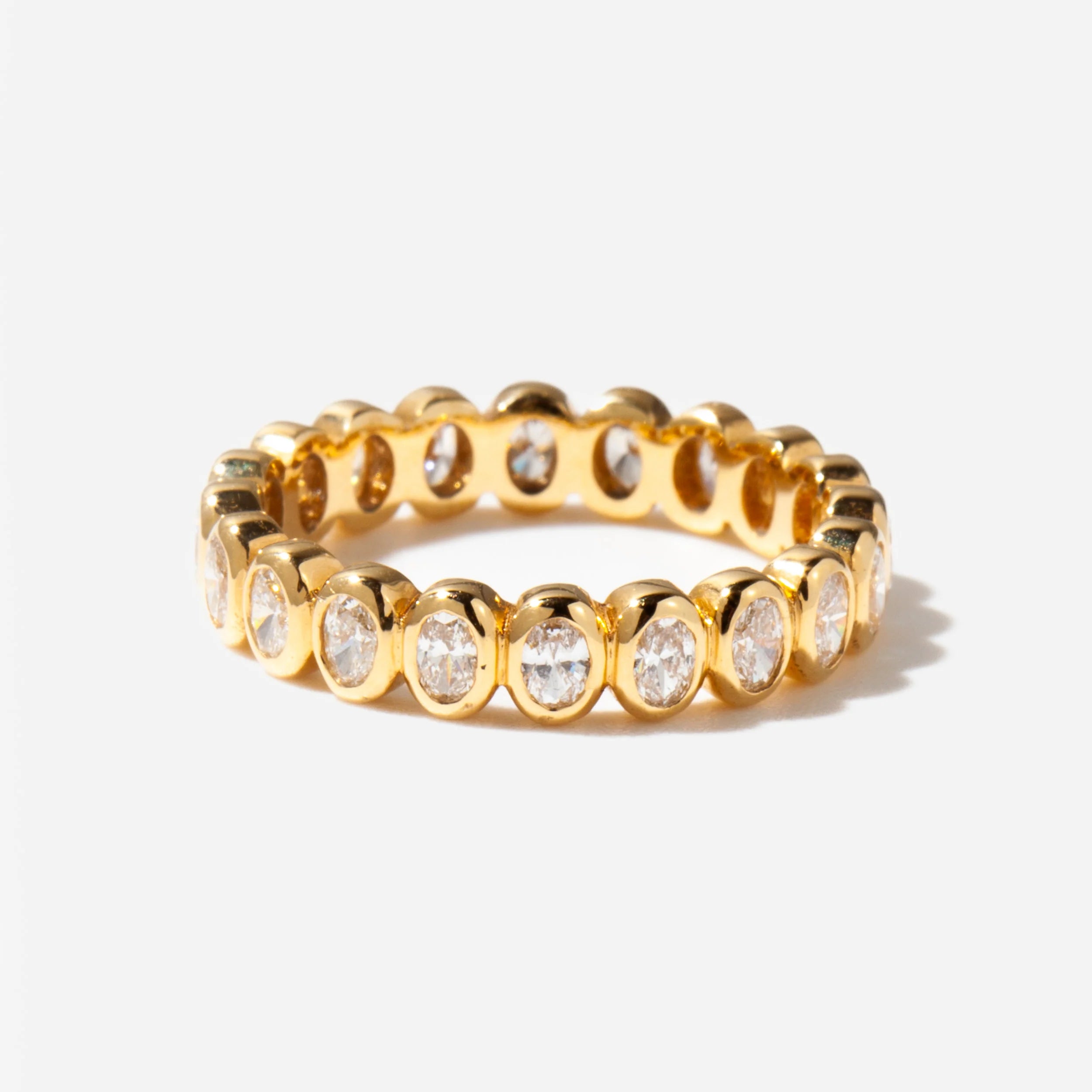 1.0 TCW Oval CVD Diamond Bezel Eternity Wedding Band