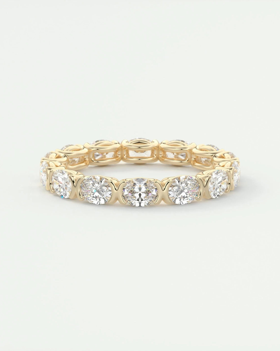 2.25 TCW Oval CVD Diamond Half Bezel Wedding Band - Camila Brown
