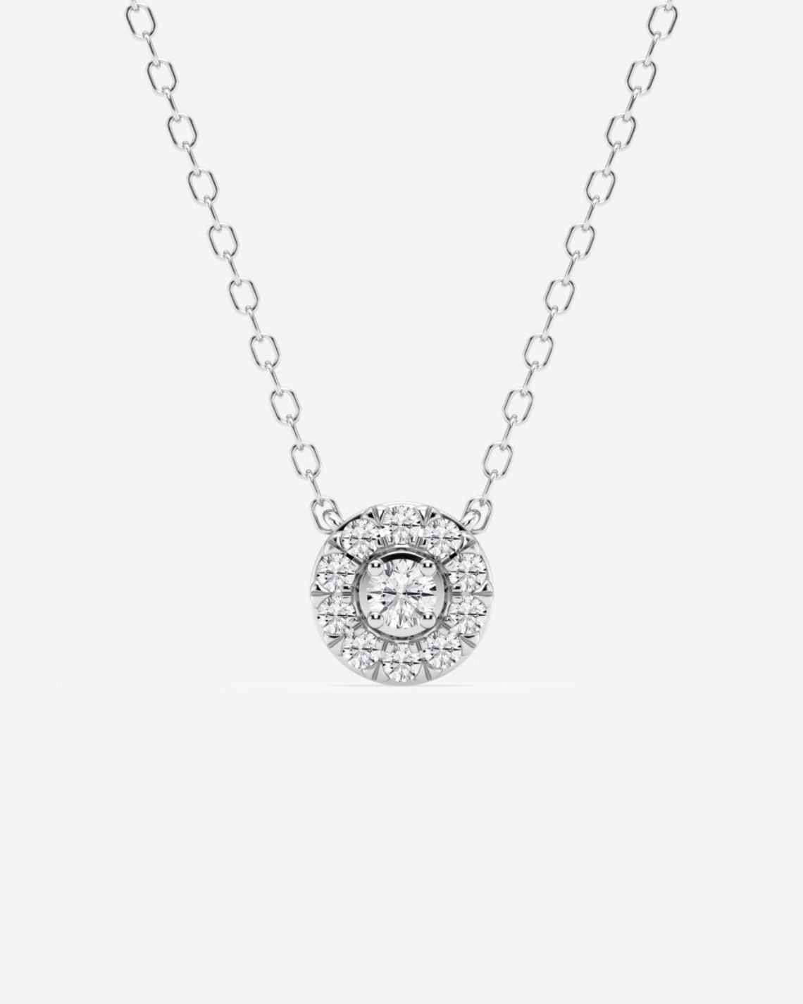 0.14 TCW Round Moissanite Diamond Halo Necklace - Camila Brown