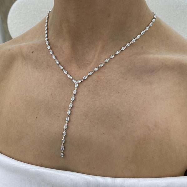 Marquise Cut Lab Grown Diamond Tennis Necklace