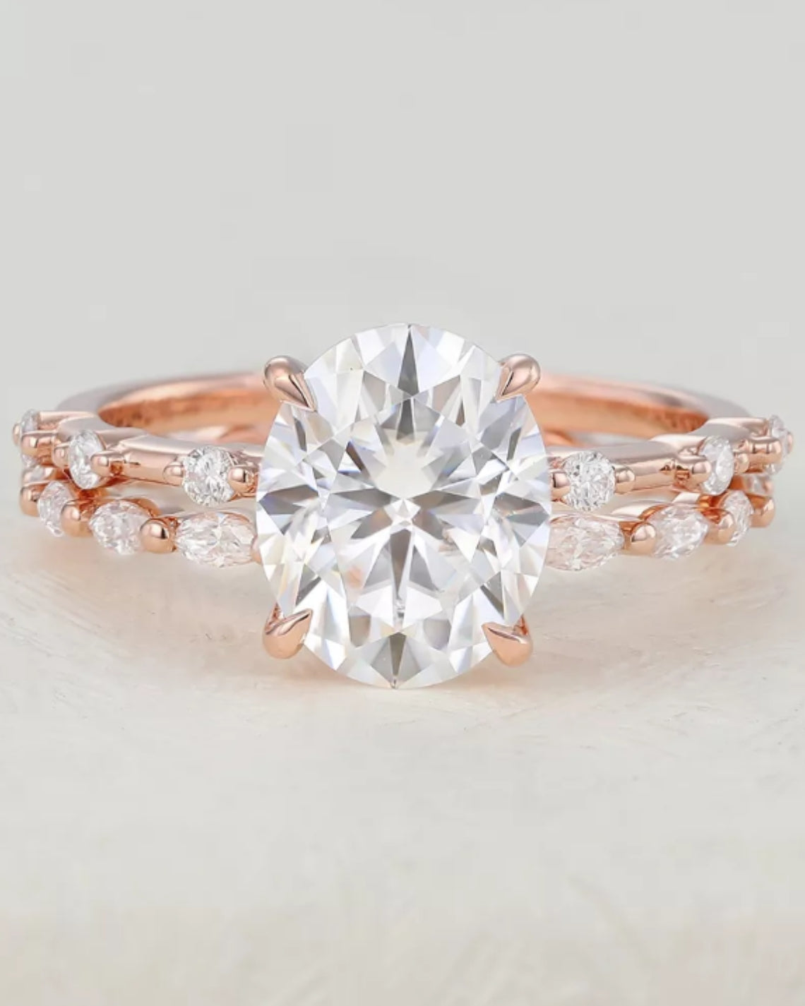 3.0 CT Oval Moissanite Solitaire Bridal Ring Set - Camila Brown