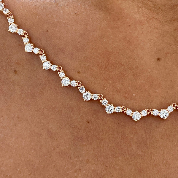 Round Lab Grown Diamond Tennis Necklace