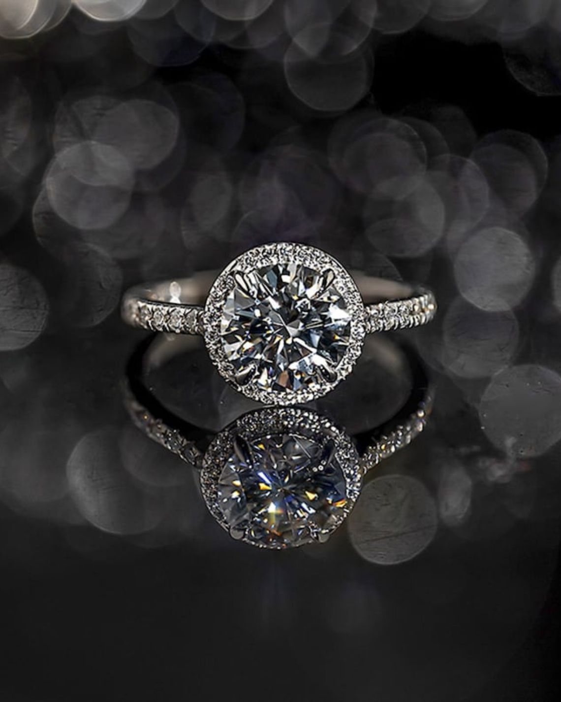 2.0-4.0 CT Round F/VS1 CVD Diamond Halo Pave Setting Engagement Ring - Camila Brown