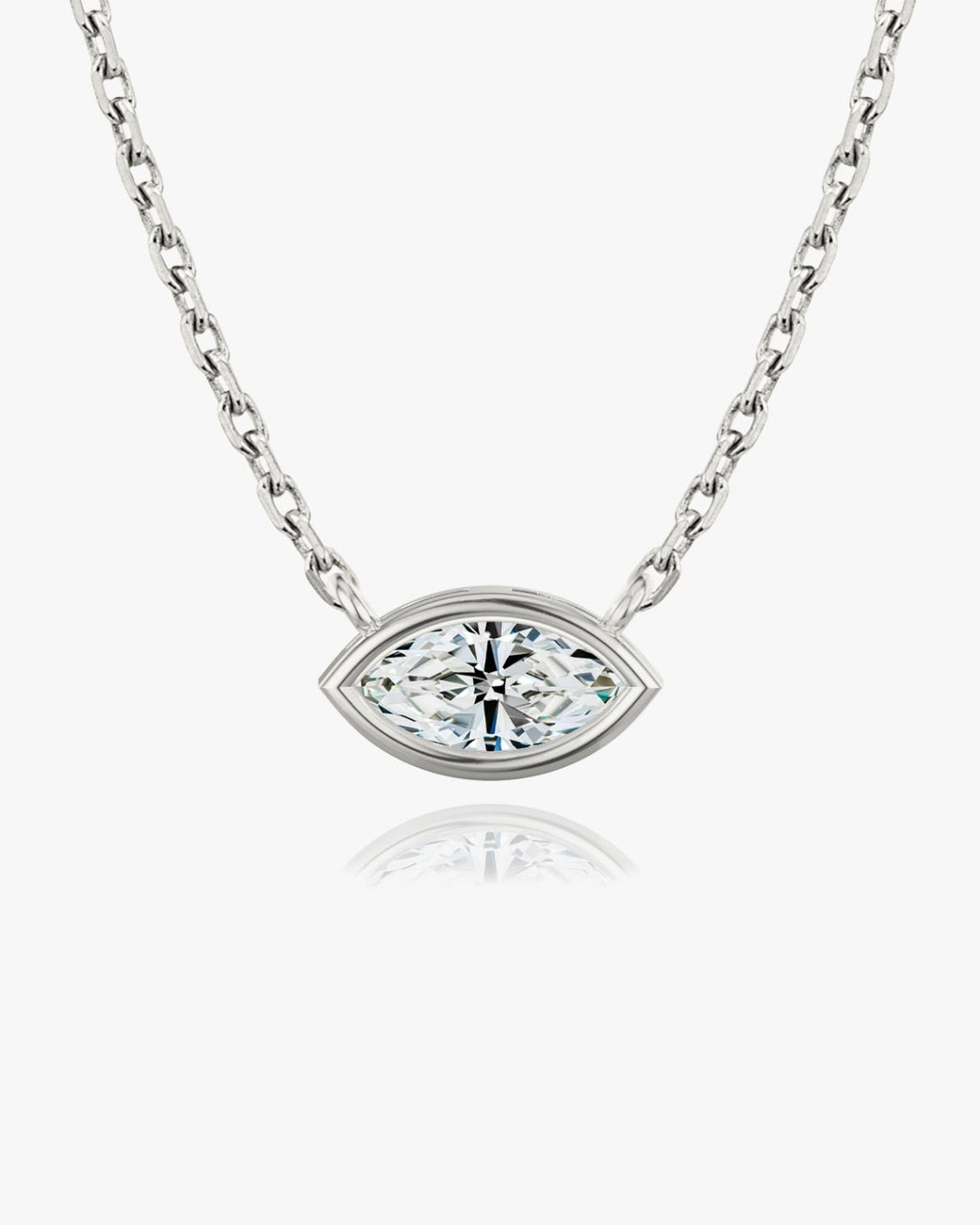 0.25-1.0 CT Marquise Bezel Solitaire F/VS Lab Grown Diamond Necklace - Camila Brown