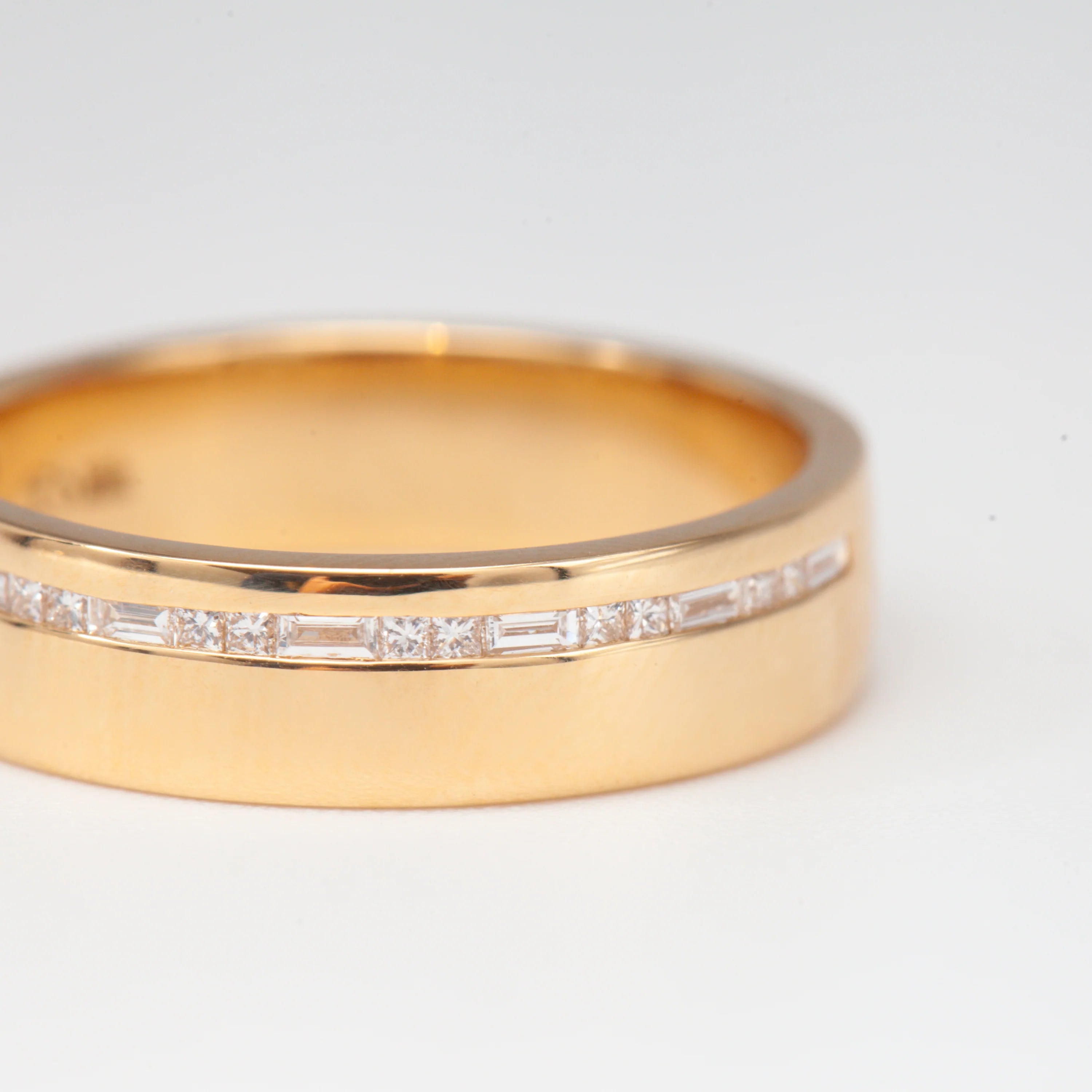 0.22 TCW Princess and Baguette CVD Diamond channel Wedding Band