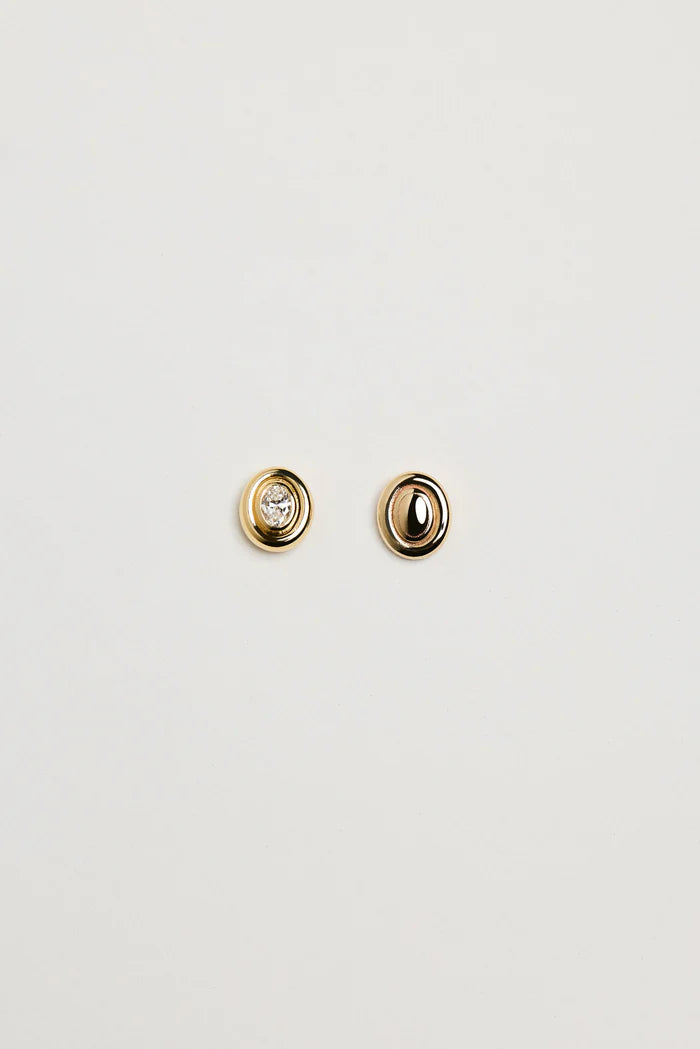 Oval Bezel Studs Earrings