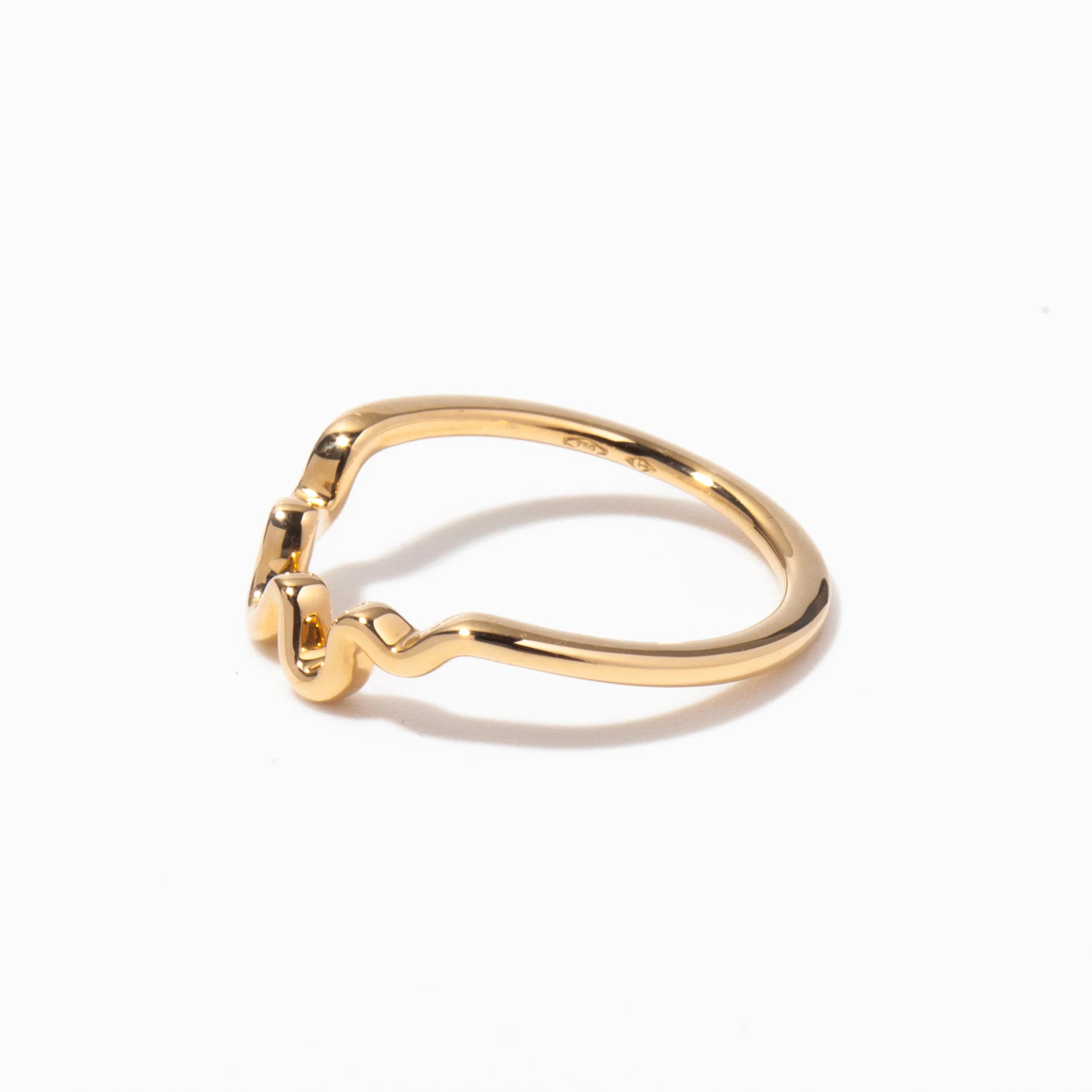 Plain Wave Solid Gold Wedding Band