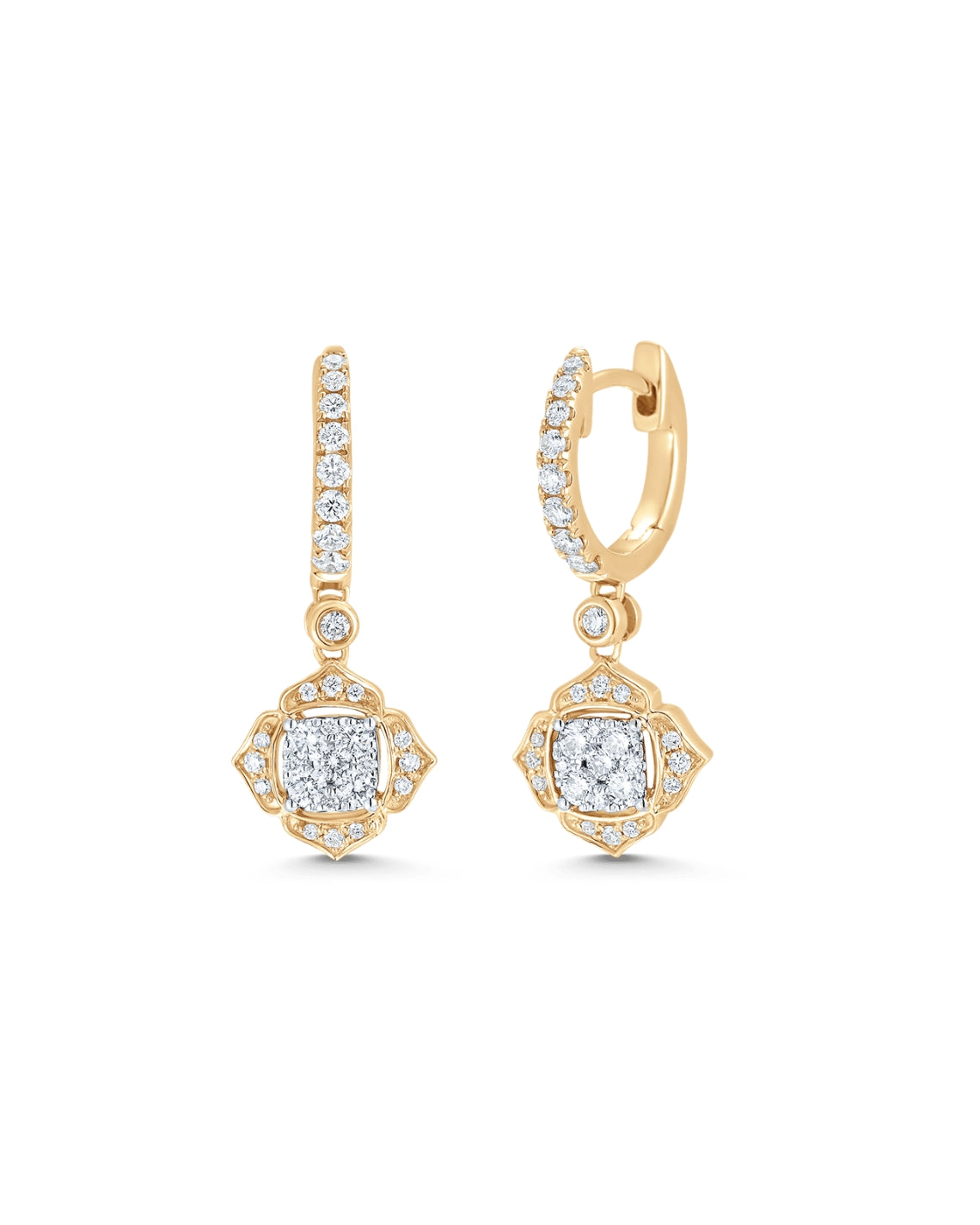 0.58 TCW Round Moissanite Diamond Drop Huggie Earrings - Camila Brown