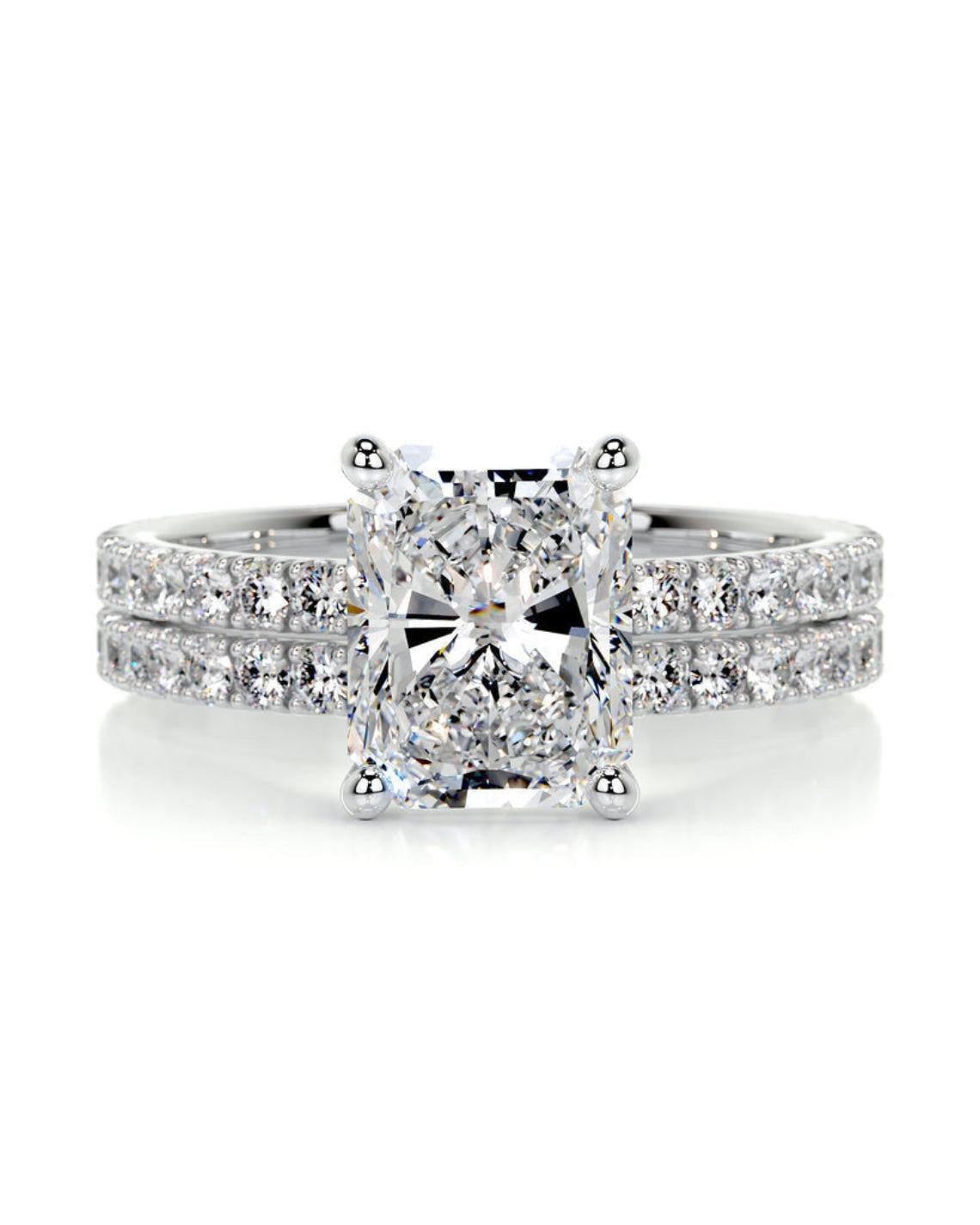 1.50 CT Radiant Solitaire & Pave F-VS Loose Diamond Bridal Set - Camila Brown