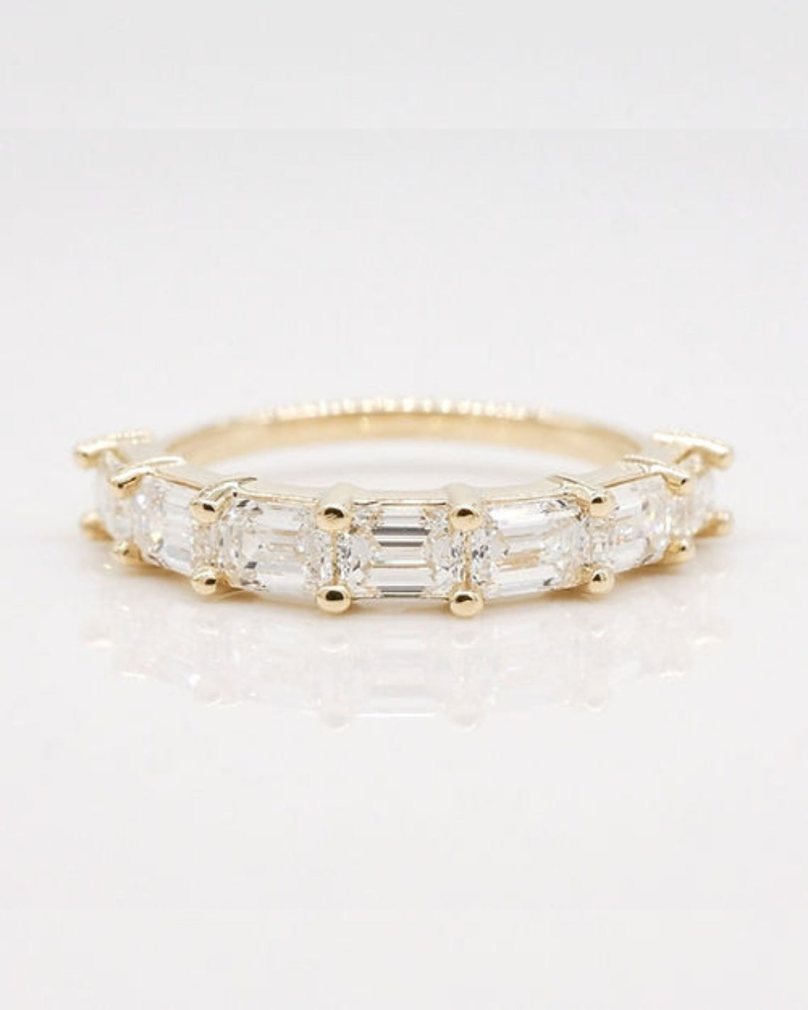 1.05 TCW East-West Emerald CVD Diamond Half Eternity Wedding Band - Camila Brown