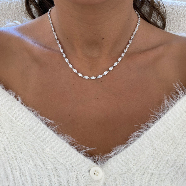 Marquise Lab Grown Diamond Tennis Necklace