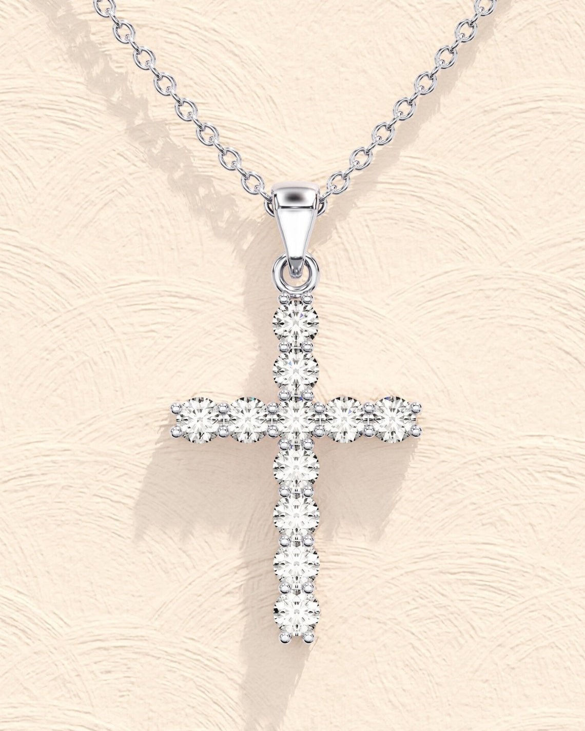 0.22 TCW Round Moissanite Diamond Cross Pendent Necklace - Camila Brown