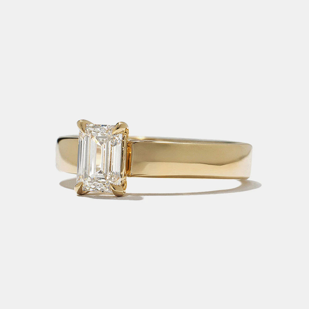 0.75 -2.50 CT Emerald CVD Diamond Solitaire Engagement Ring