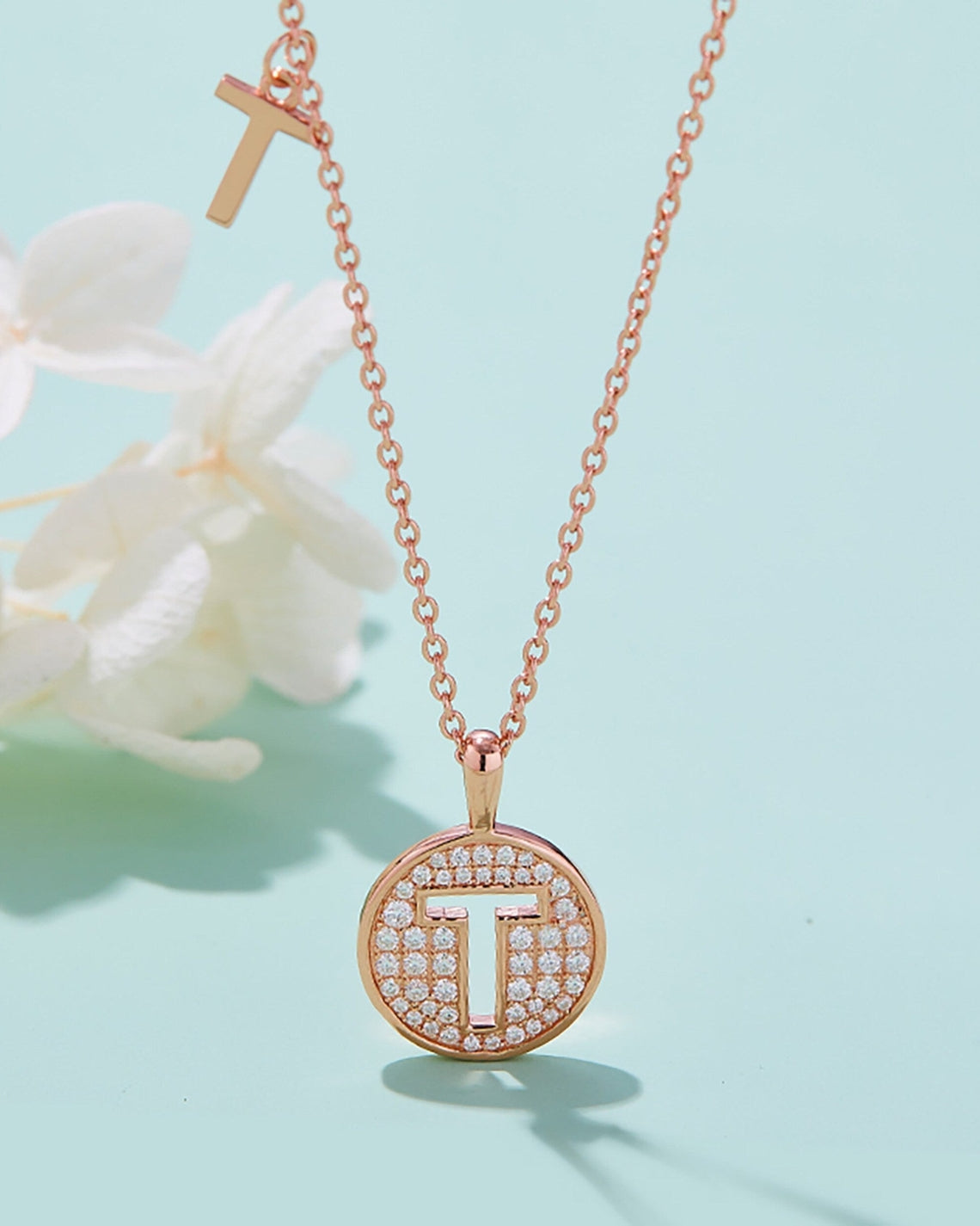 Customized "T" Letter Moissanite Diamond Necklace - Camila Brown