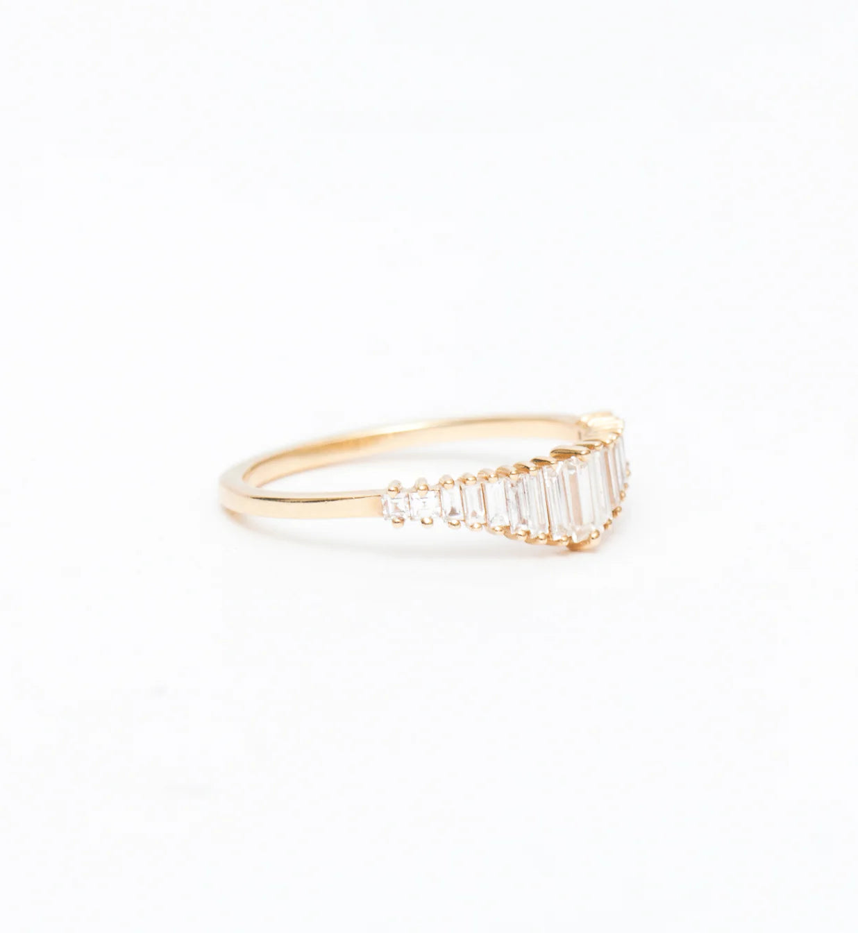 0.42 TCW Baguette CVD Diamond Curved Wedding Band