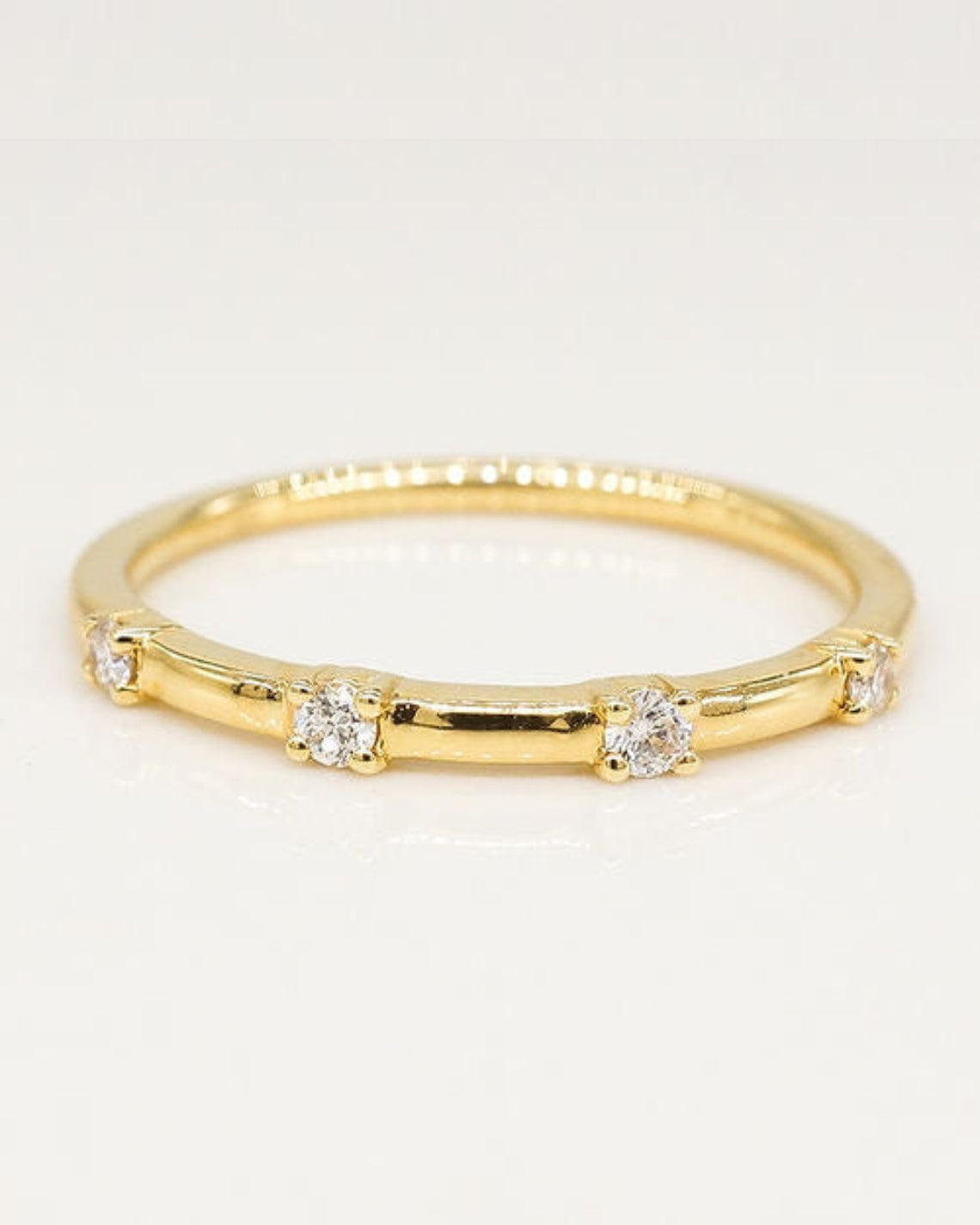 0.12 TCW Round CVD Diamond Dainty Wedding Band - Camila Brown