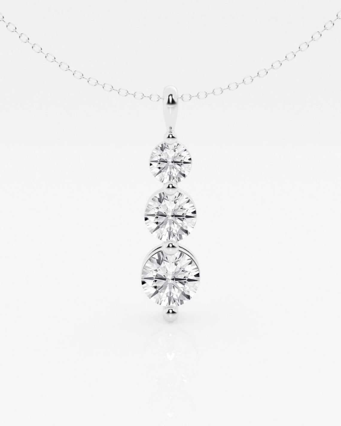 1.50 TCW Round Moissanite Diamond Three-Stone Drop Pendant Necklace - Camila Brown
