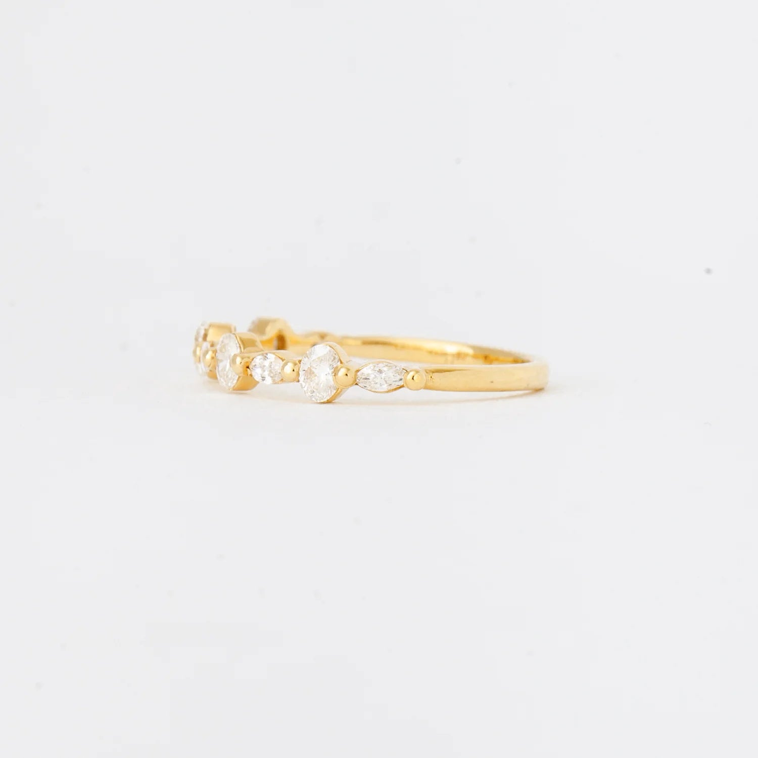 0.5 TCW Oval & Marquise CVD Diamond Half Eternity Wedding Band