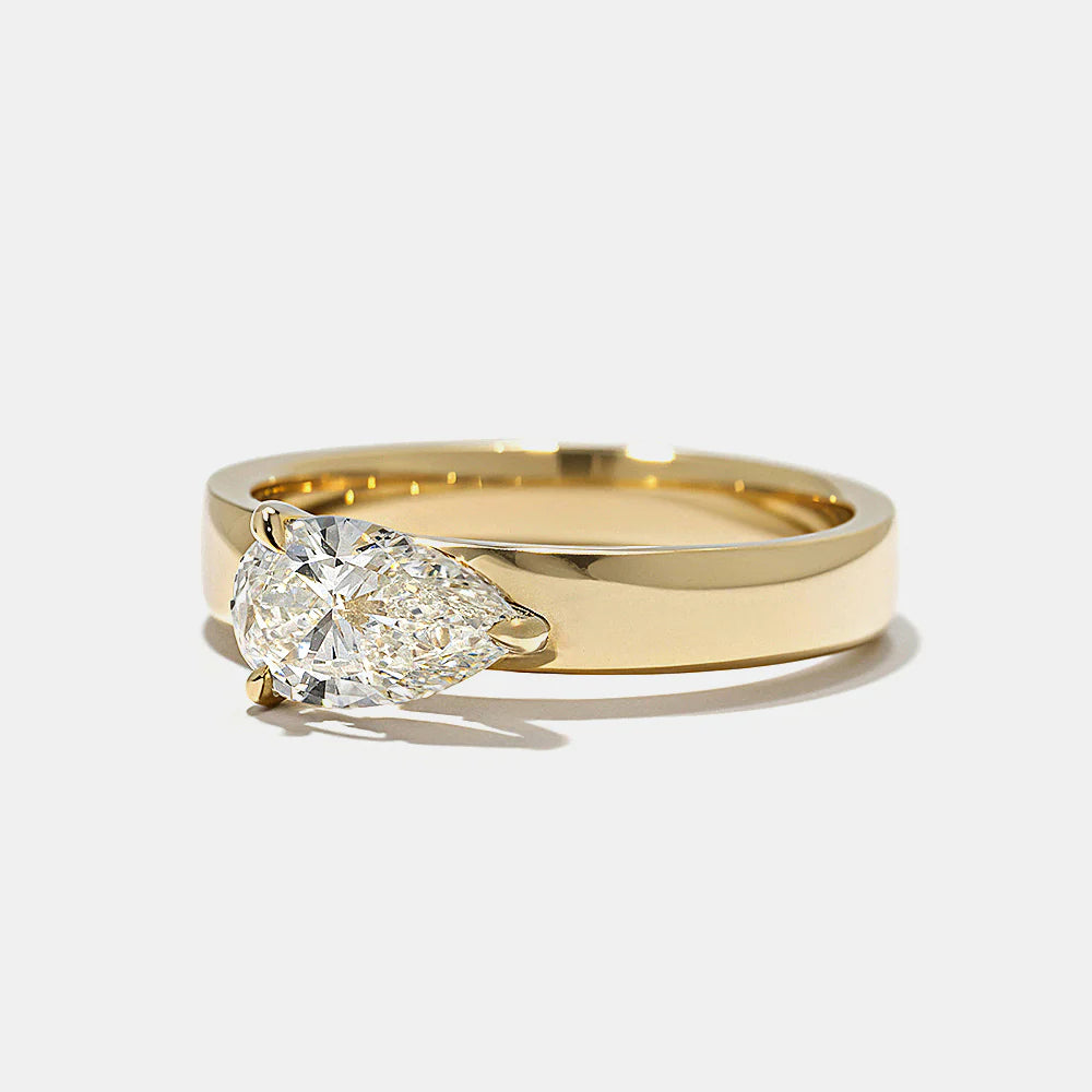0.75 -2.50 CT Pear CVD Diamond Solitaire Engagement Ring
