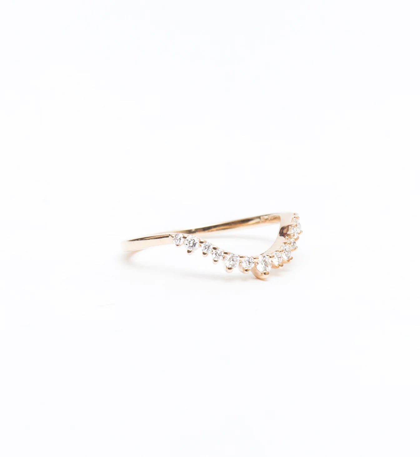 0.17 TCW Round CVD Diamond Curved Wedding Band