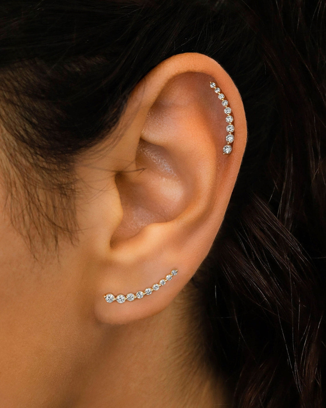 0.50 TCW Round Moissanite Diamond Ear Crawler Earrings - Camila Brown