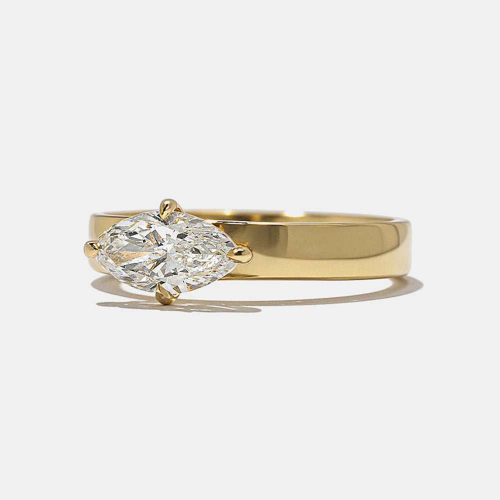 0.75 -2.50 CT Marquise CVD Diamond Solitaire Engagement Ring