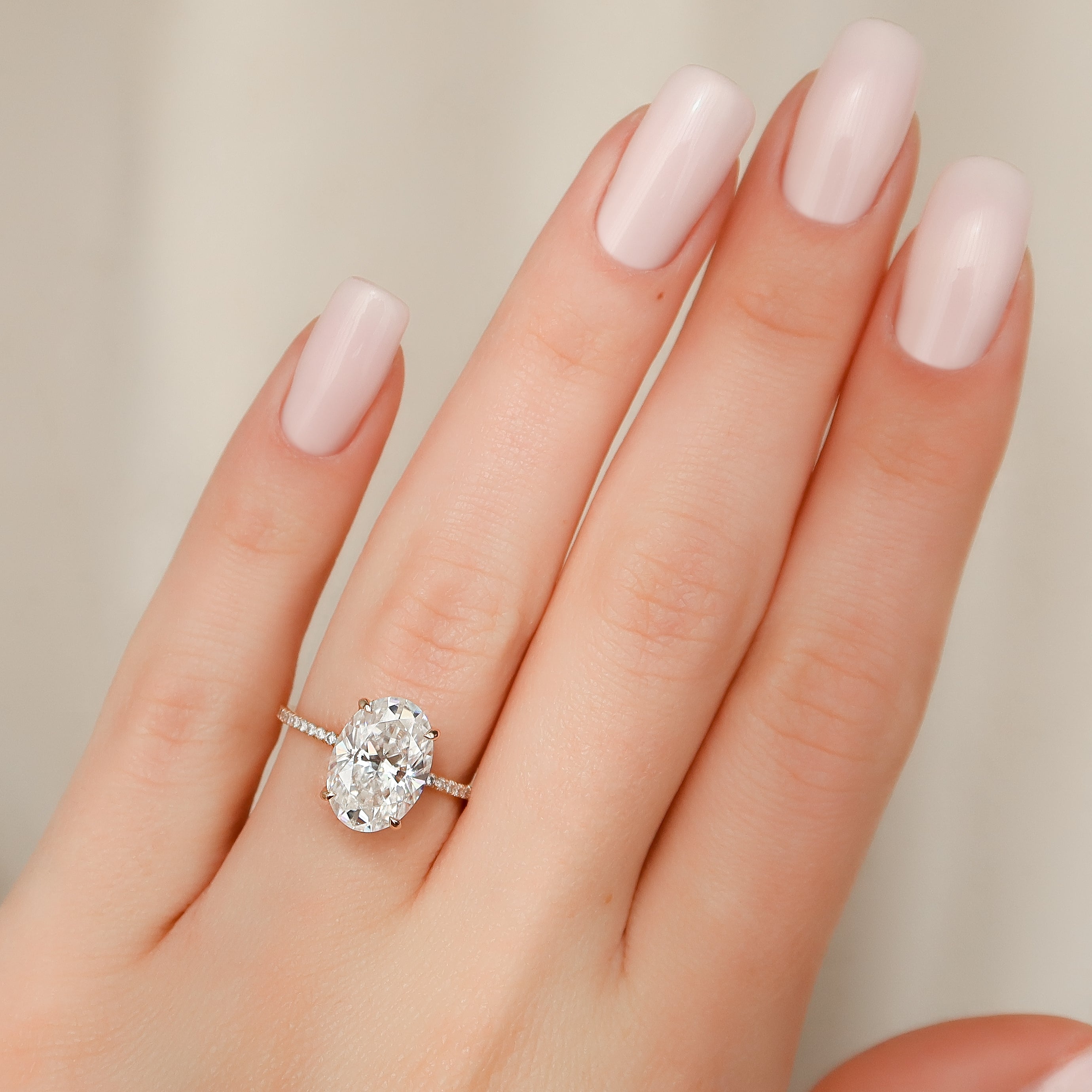2.0 -4.0 CT Oval Cut CVD Diamond Hidden Halo & Pave Engagement Ring