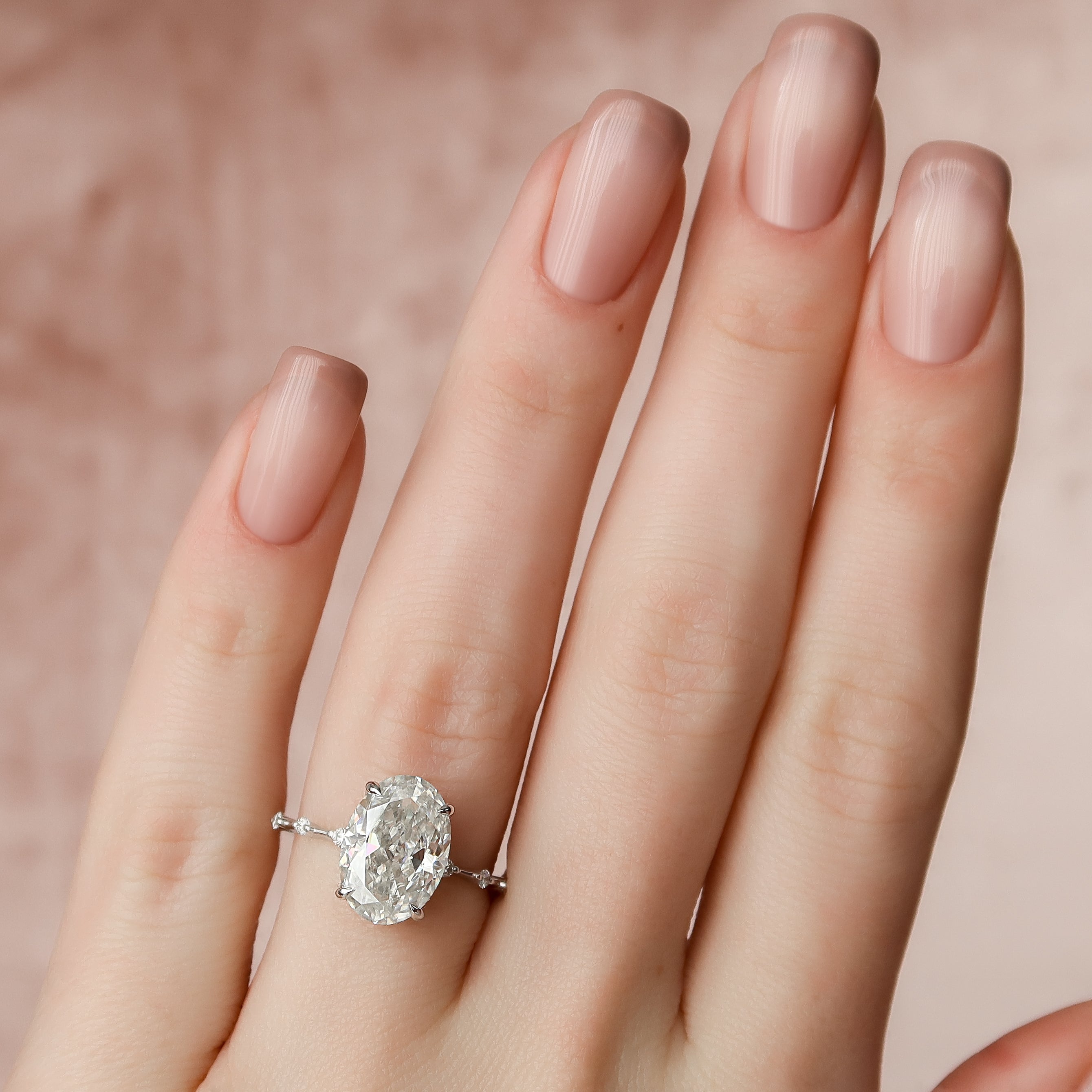 2.0 -4.0 CT Oval Cut Lab Grown Diamond Dainty Engagement Ring