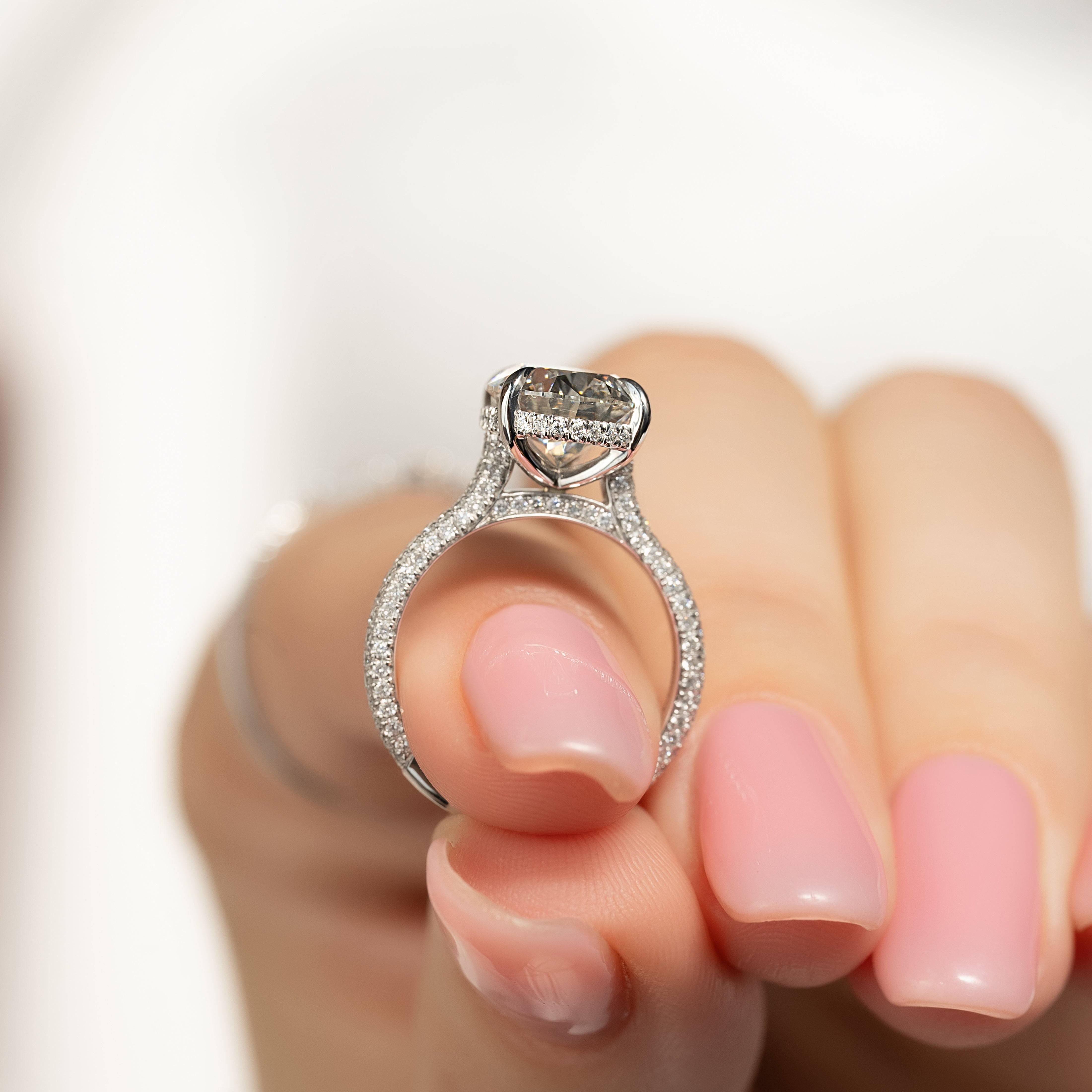 2.0 - 4.0 CT Pear Cut Lab Grown Diamond Hidden Halo & Pave Engagement Ring