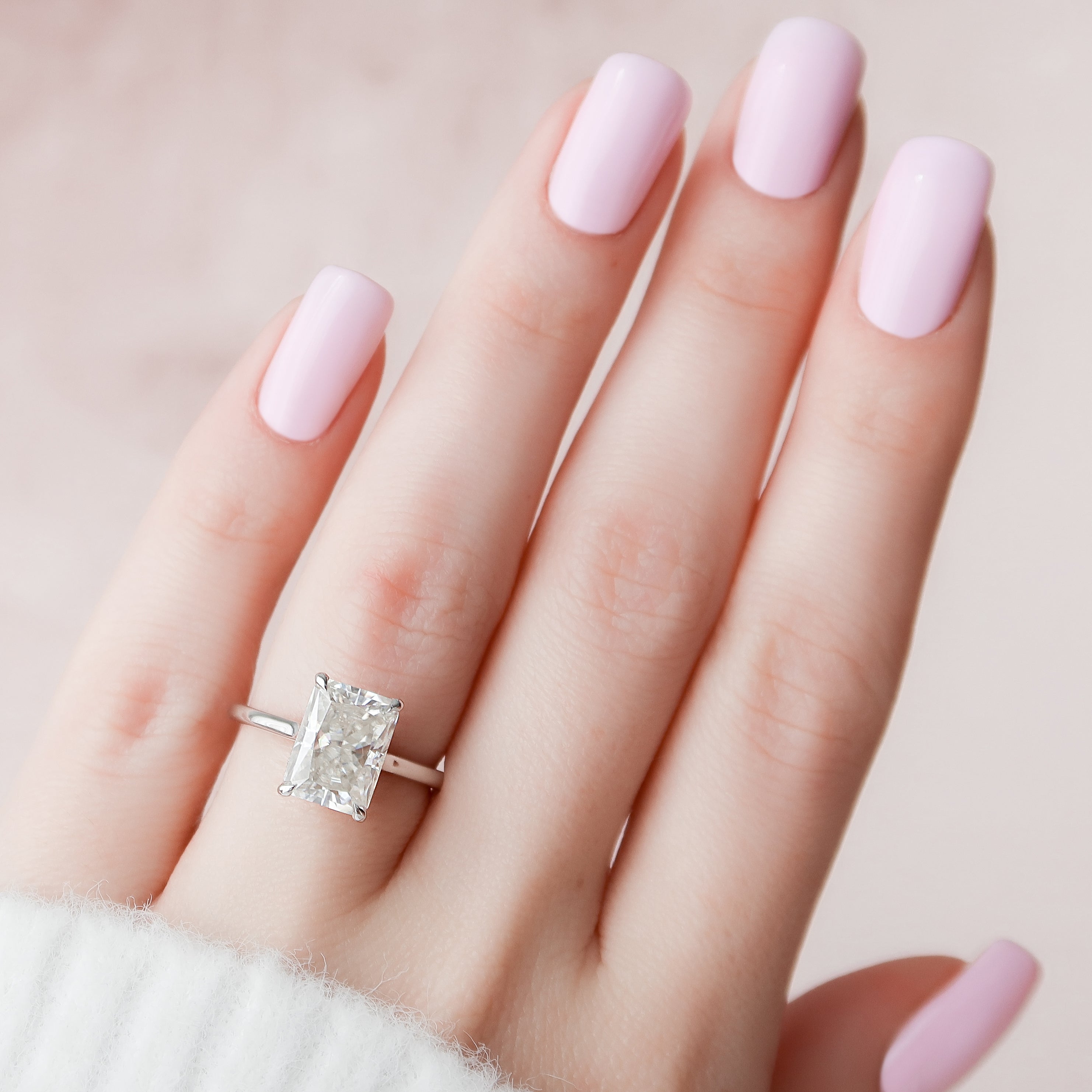 2.0 - 4.0  CT Radiant Cut Lab Grown Diamond Hidden Halo Engagement Ring