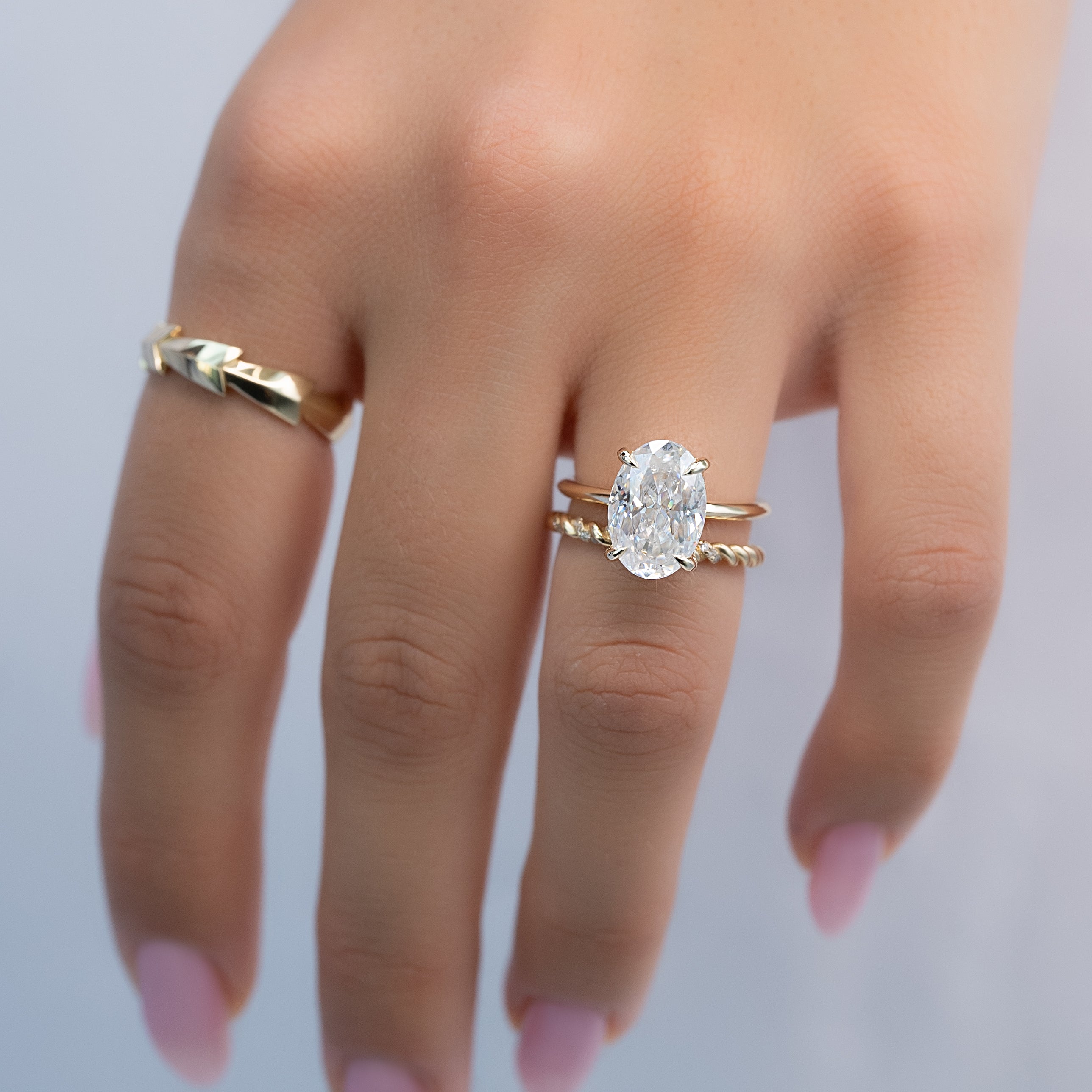 1.50 - 3.50 CT Oval Cut CVD Diamond Hidden Halo Engagement Ring